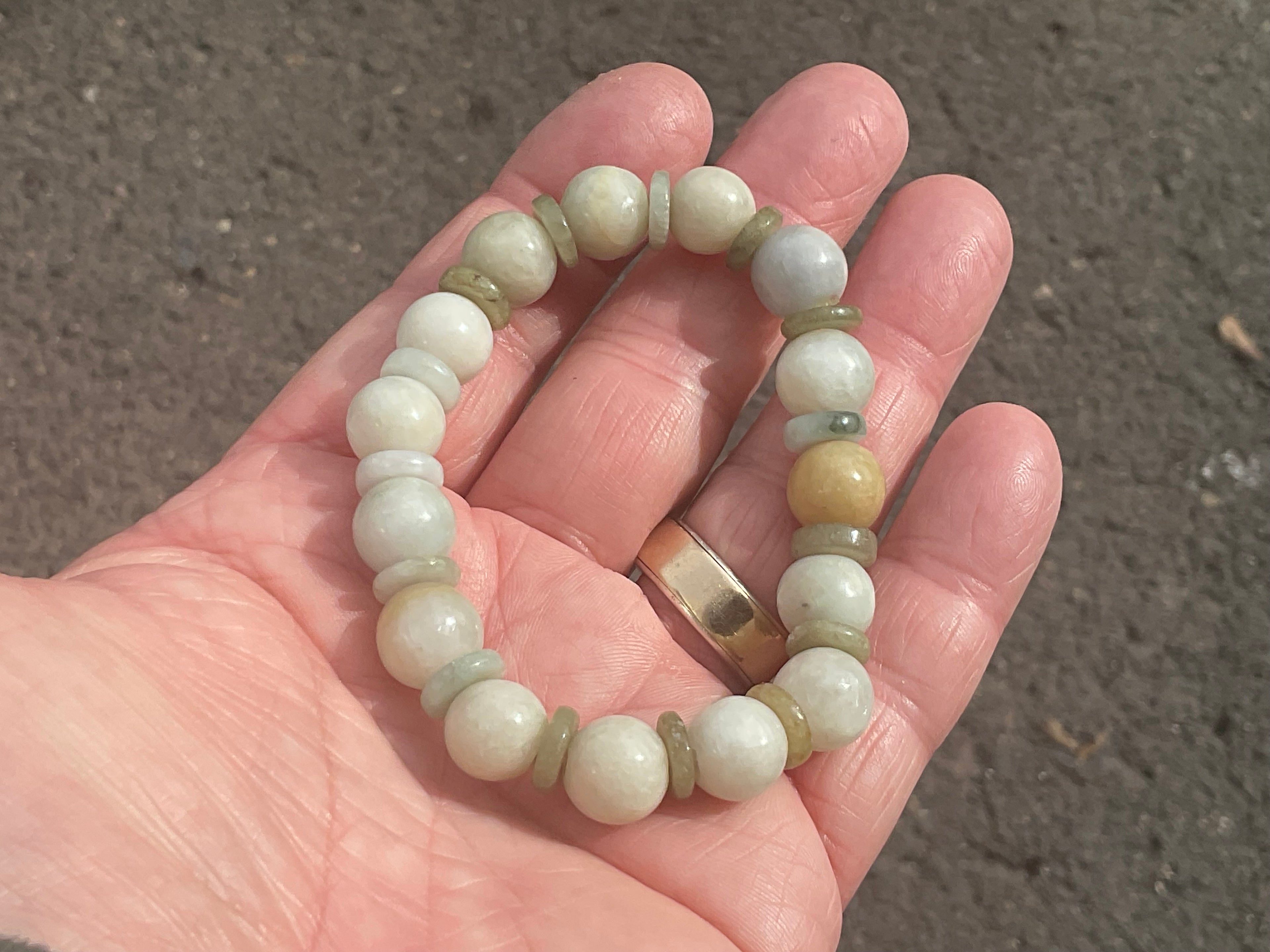 10mm Jadeite Bead and Disc Bracelet 1C from Myanmar