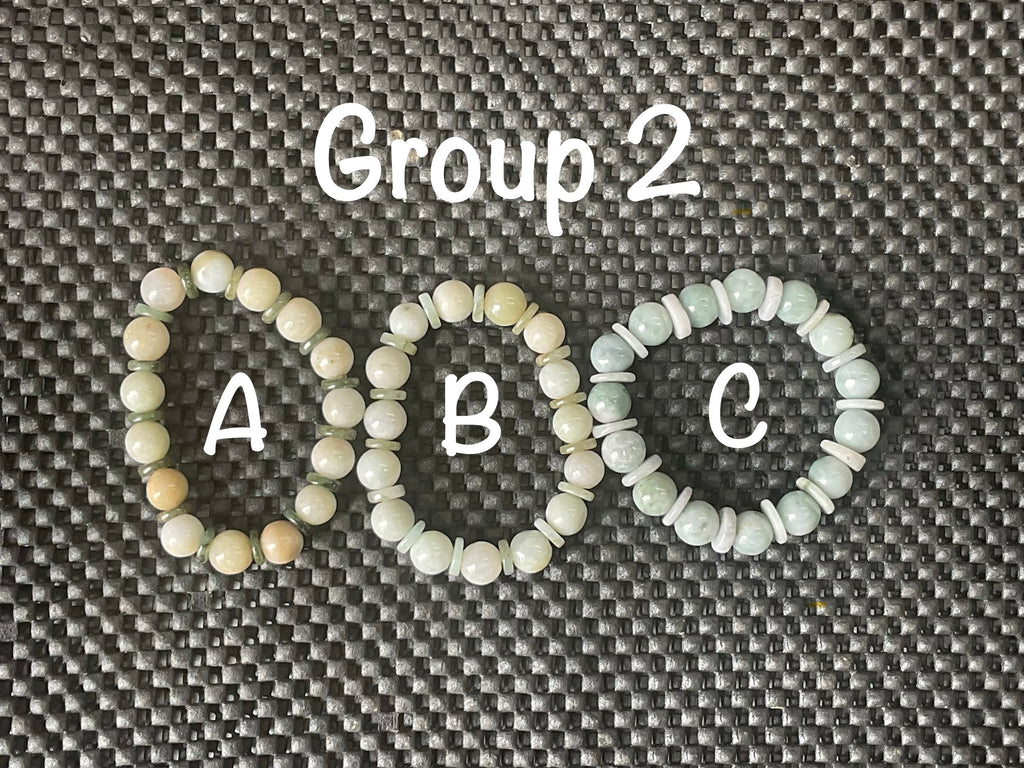 10mm Jadeite Bead and Disc Bracelet 2B from Myanmar