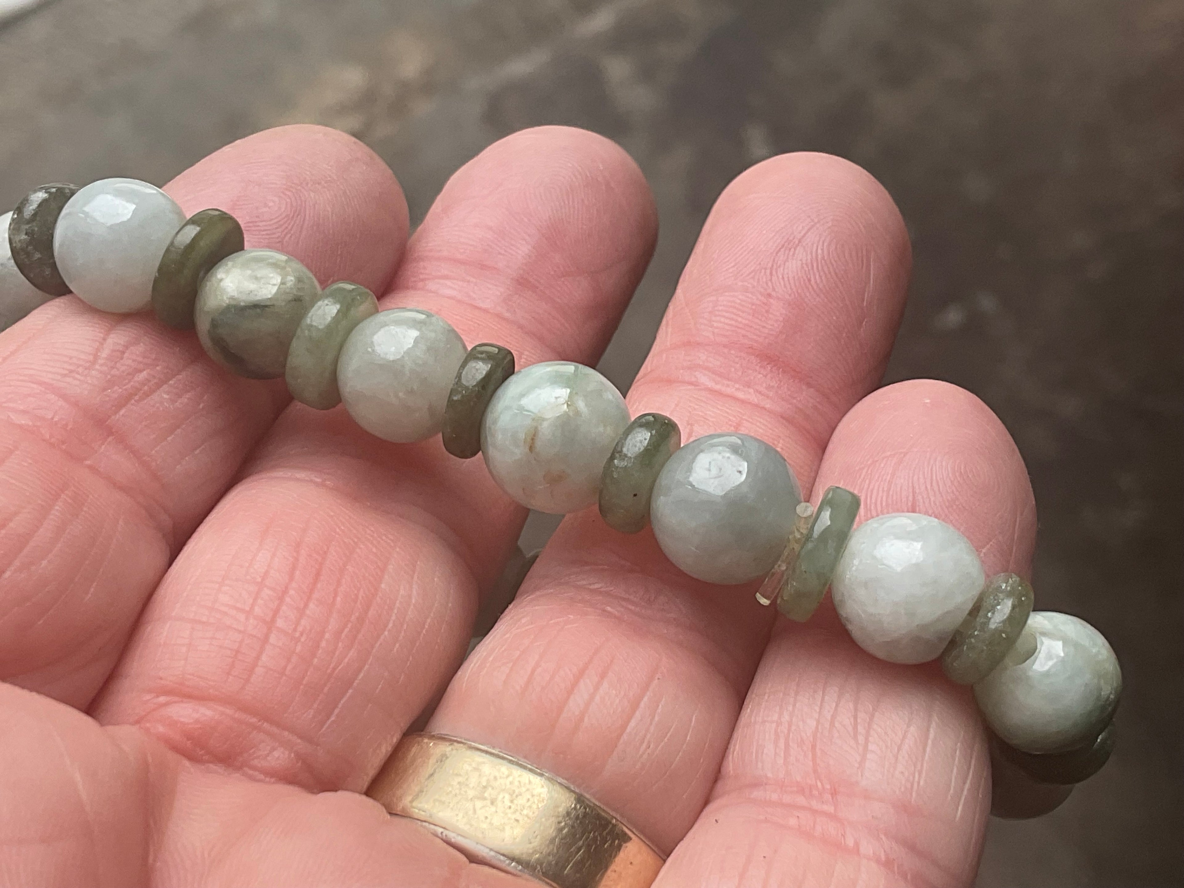 8mm Jadeite Bead and Disc Bracelet from Myanmar