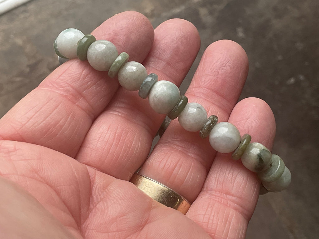 8mm Jadeite Bead and Disc Bracelet from Myanmar
