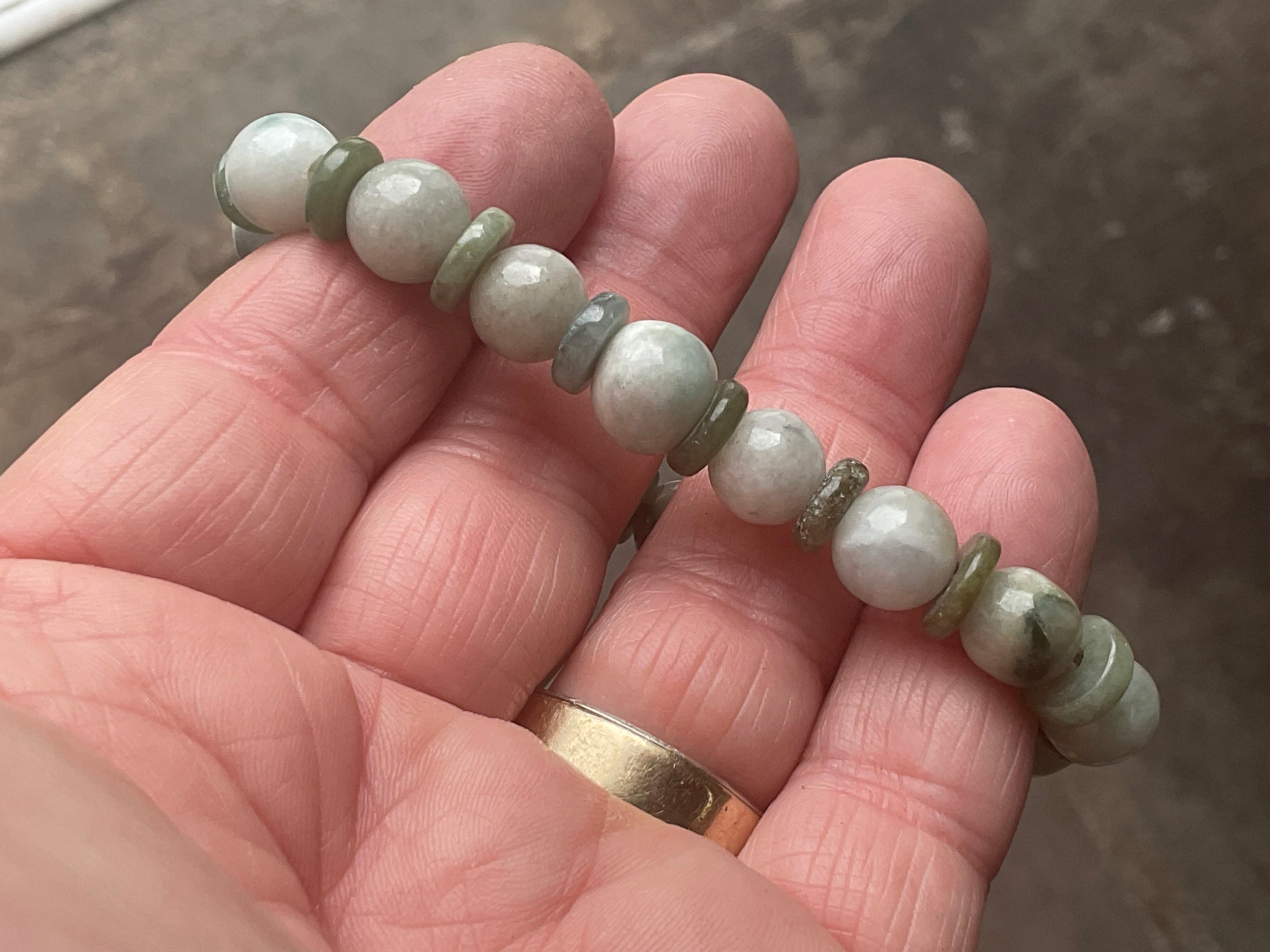 8mm Jadeite Bead and Disc Bracelet from Myanmar
