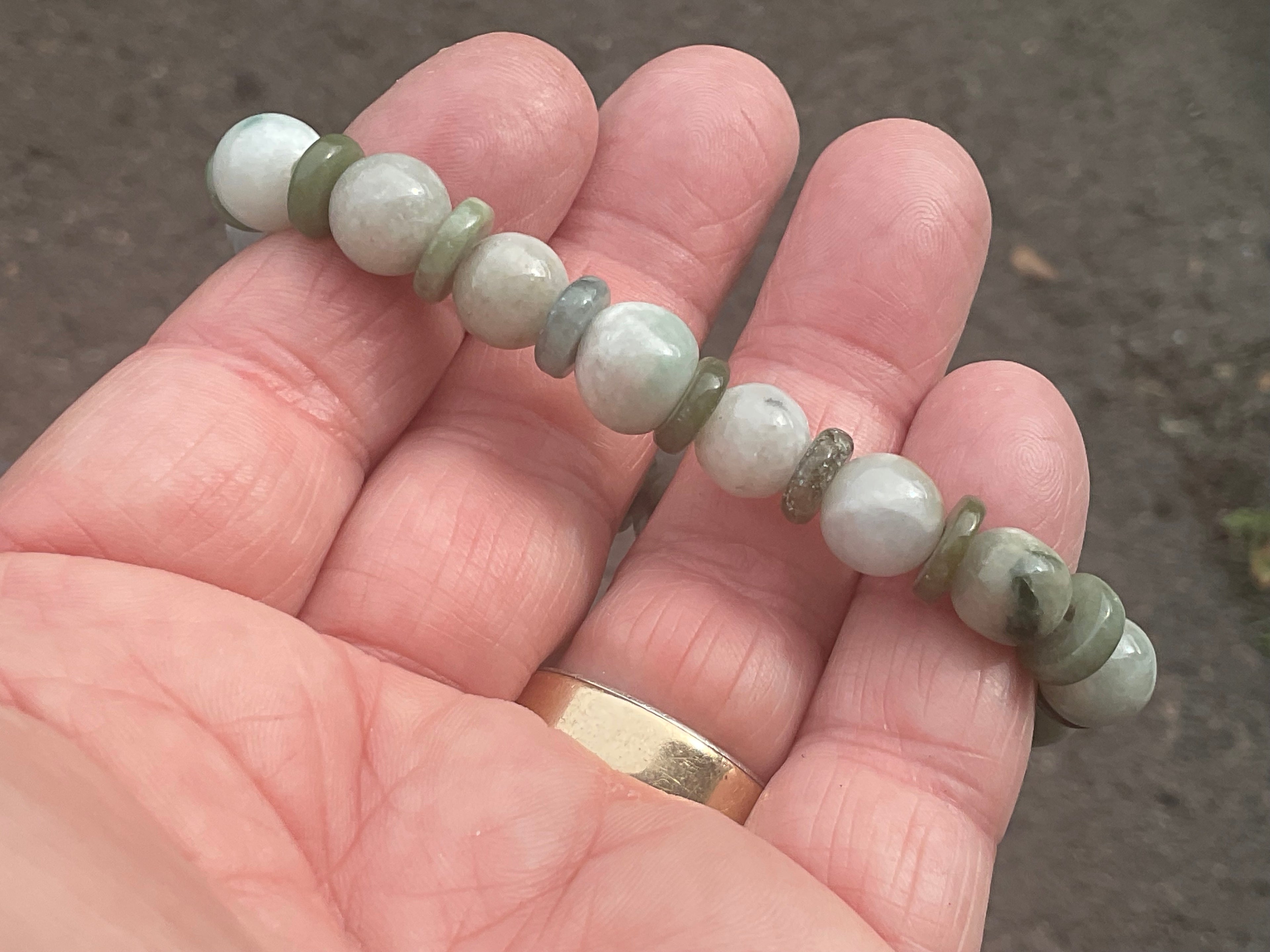 8mm Jadeite Bead and Disc Bracelet from Myanmar