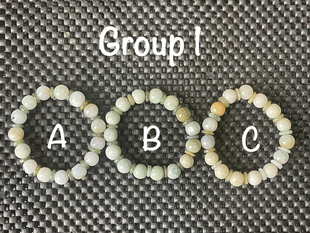 10mm Jadeite Bead and Disc Bracelet 1A from Myanmar