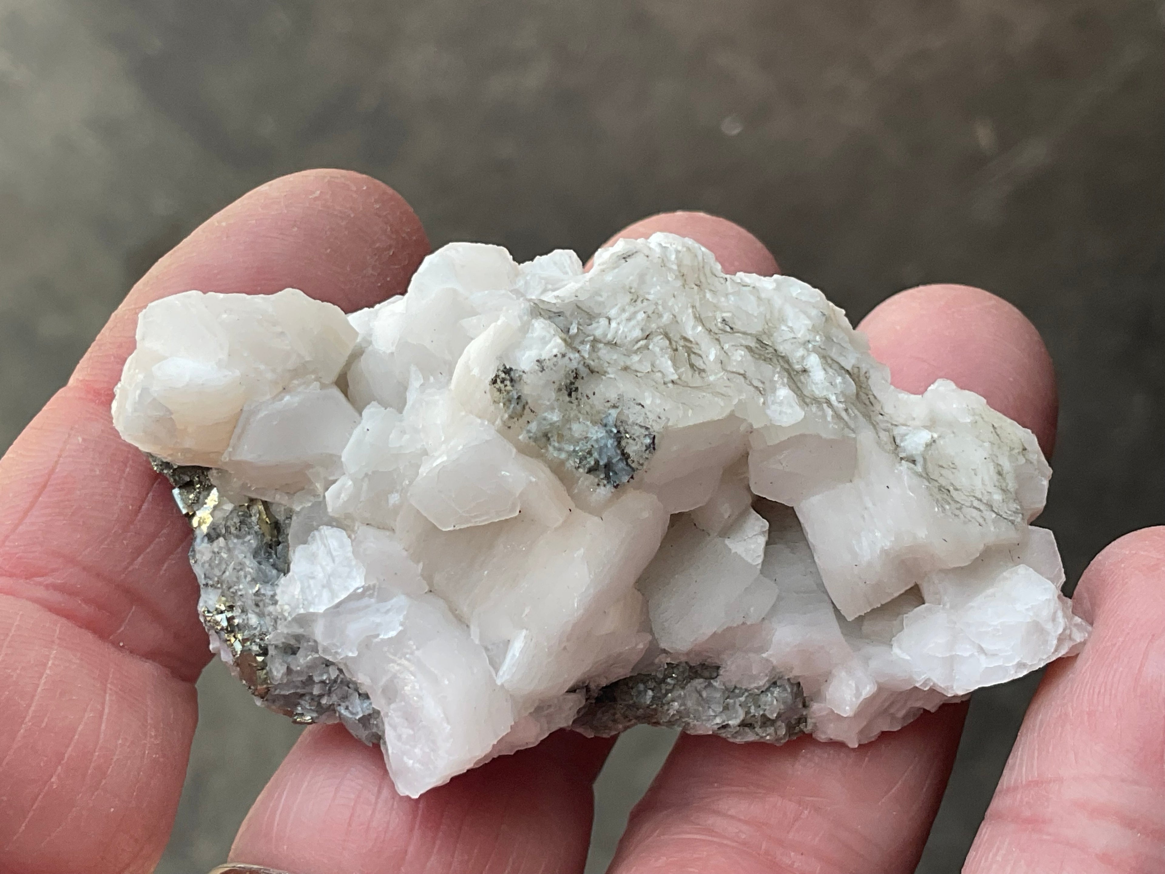 58g Hexagonal Calcite with Chalcopyrite Specimen 3A from Hunan, China