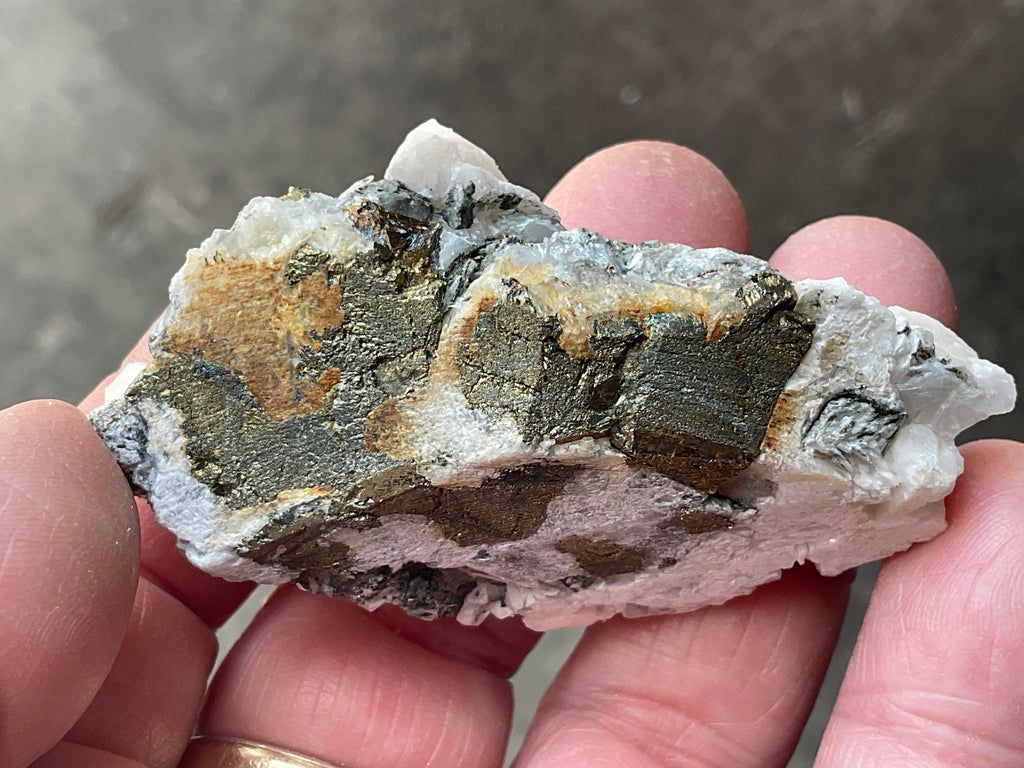 58g Hexagonal Calcite with Chalcopyrite Specimen 3A from Hunan, China