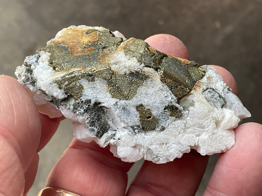 58g Hexagonal Calcite with Chalcopyrite Specimen 3A from Hunan, China
