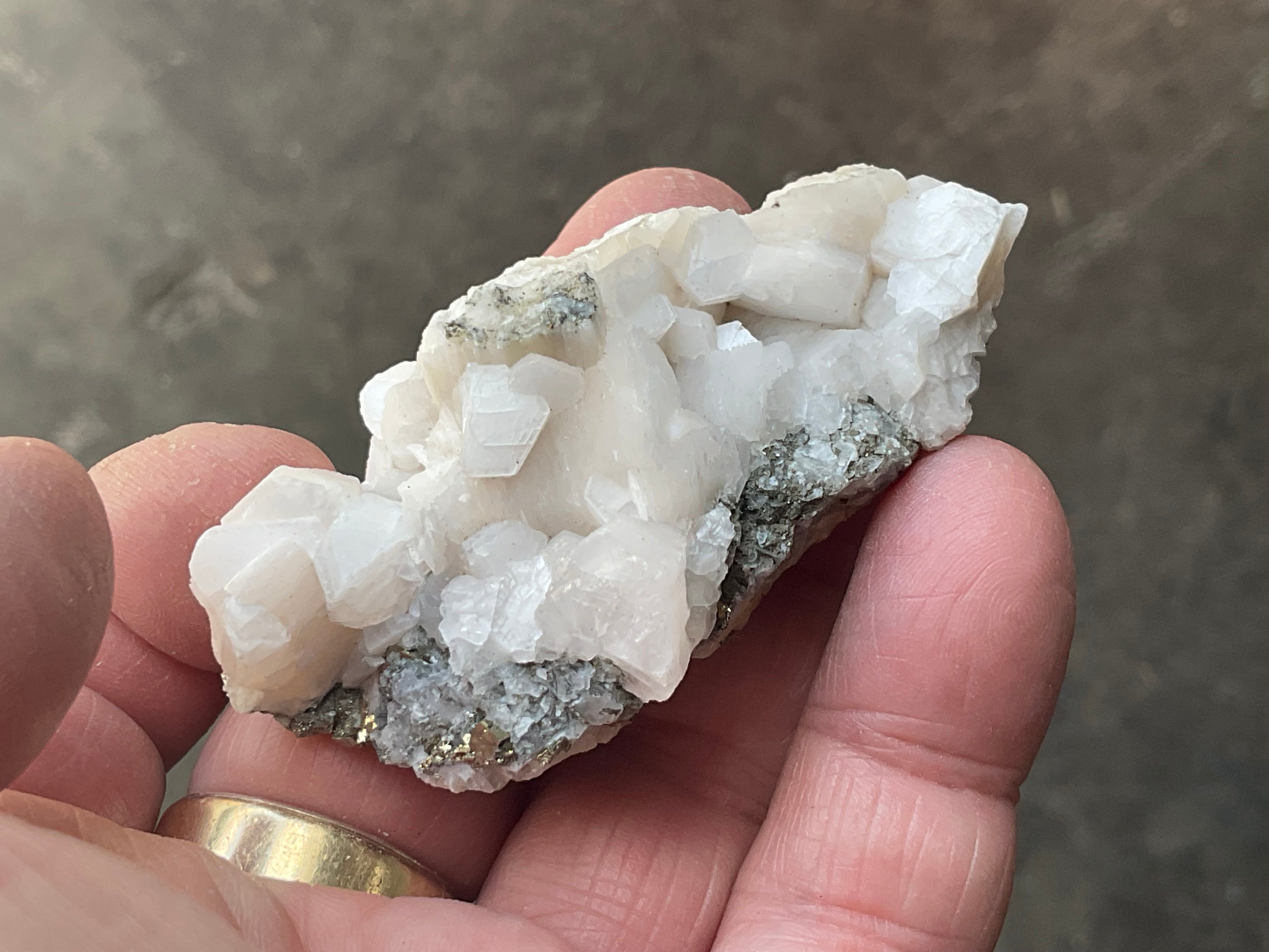 58g Hexagonal Calcite with Chalcopyrite Specimen 3A from Hunan, China