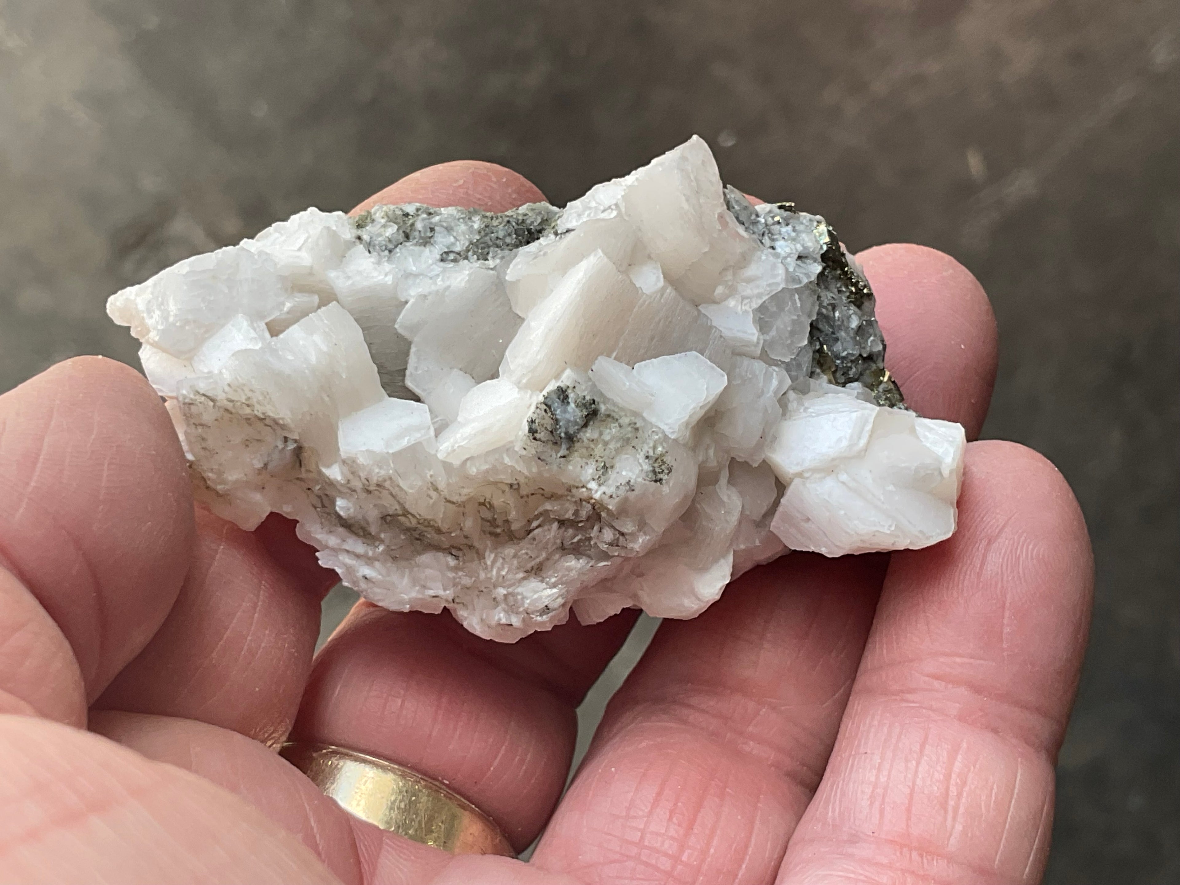 58g Hexagonal Calcite with Chalcopyrite Specimen 3A from Hunan, China