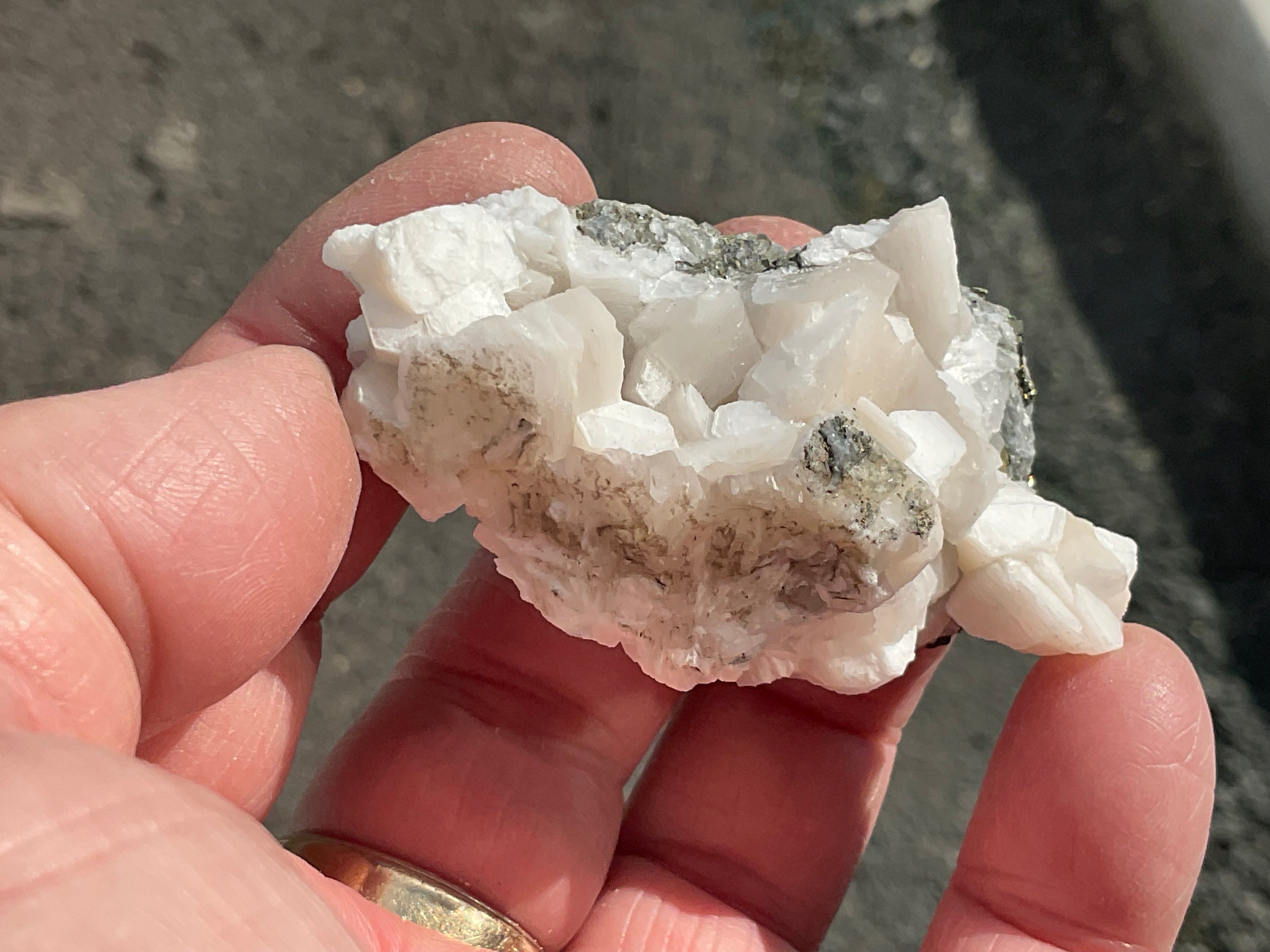 58g Hexagonal Calcite with Chalcopyrite Specimen 3A from Hunan, China