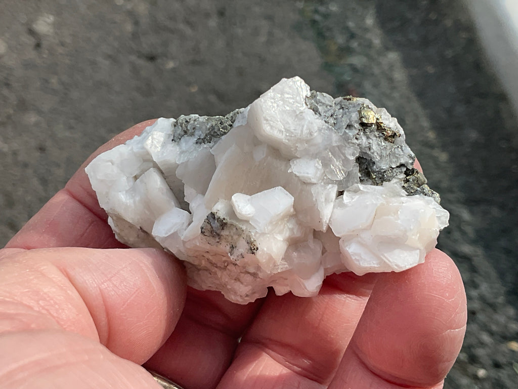 58g Hexagonal Calcite with Chalcopyrite Specimen 3A from Hunan, China