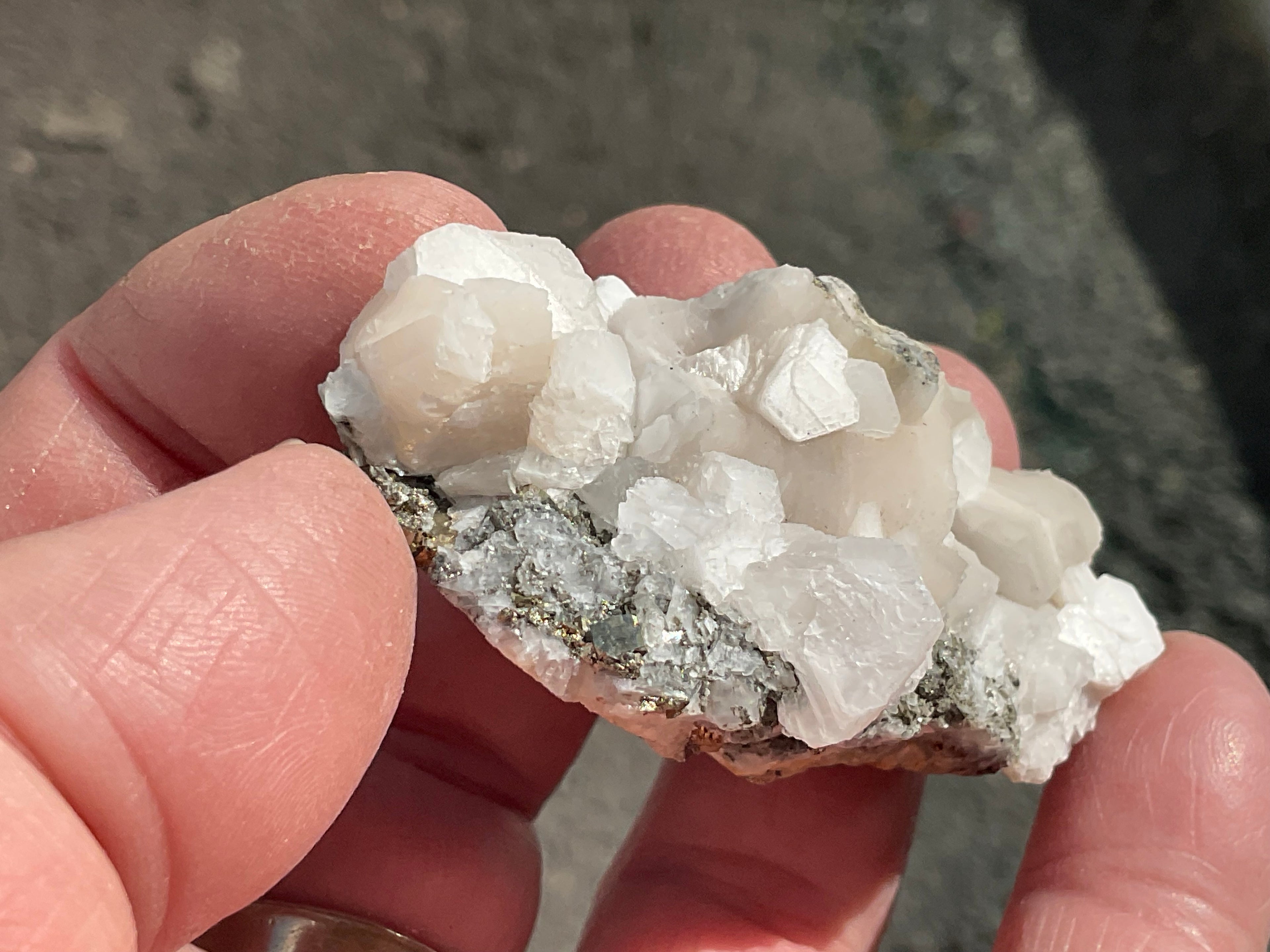 58g Hexagonal Calcite with Chalcopyrite Specimen 3A from Hunan, China