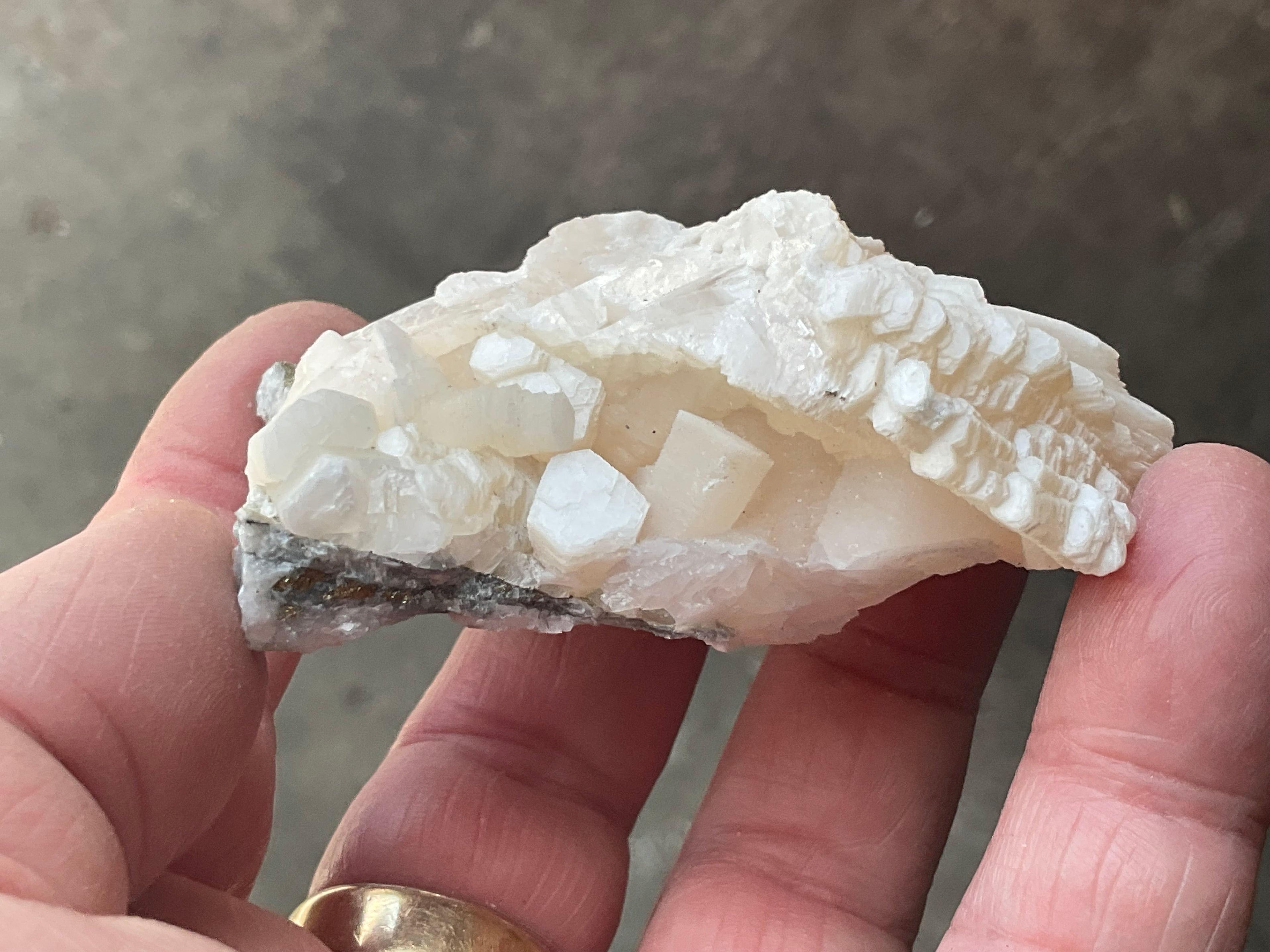 90g Hexagonal Calcite with Chalcopyrite Specimen 3B from Hunan, China