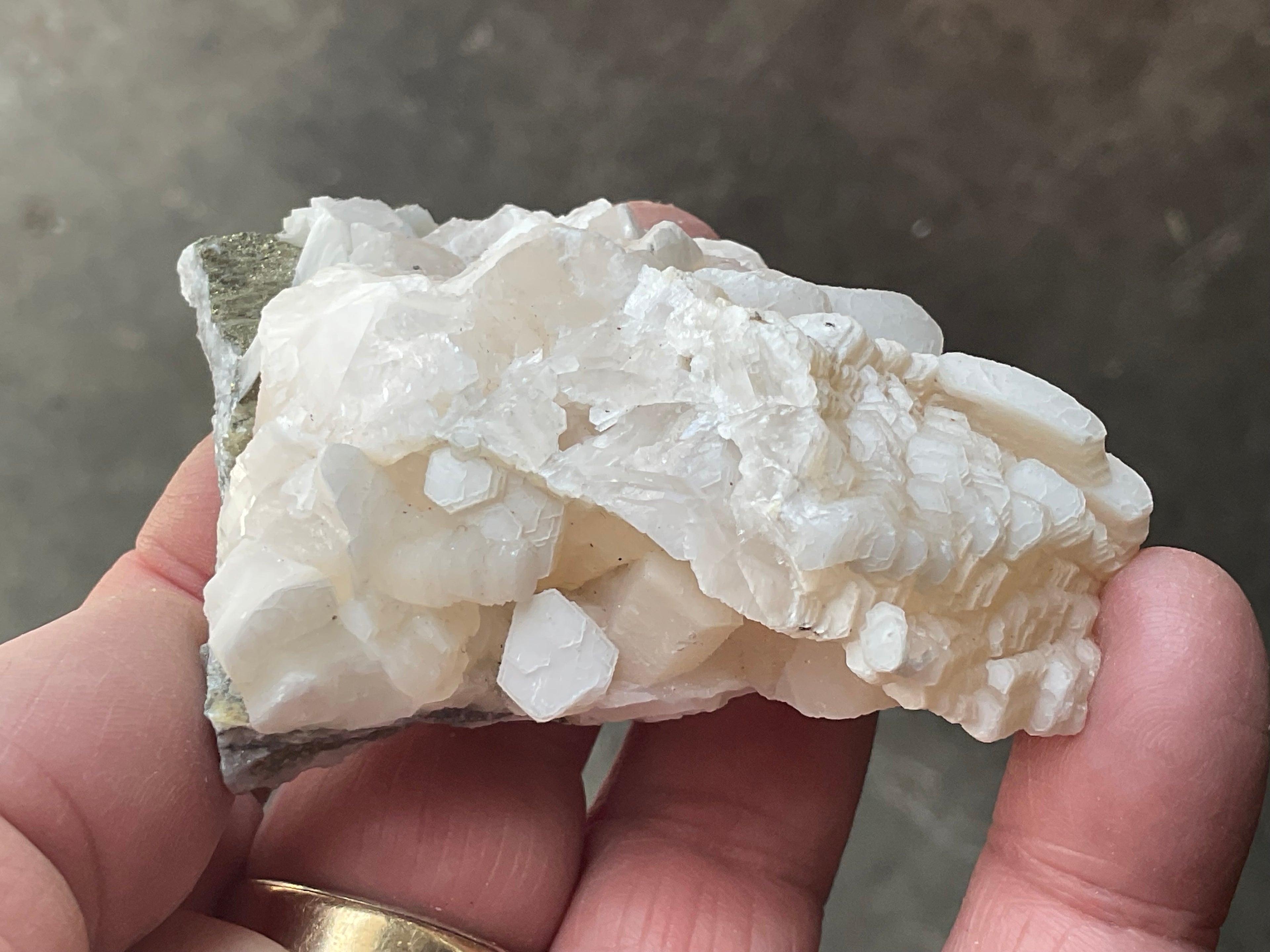 90g Hexagonal Calcite with Chalcopyrite Specimen 3B from Hunan, China