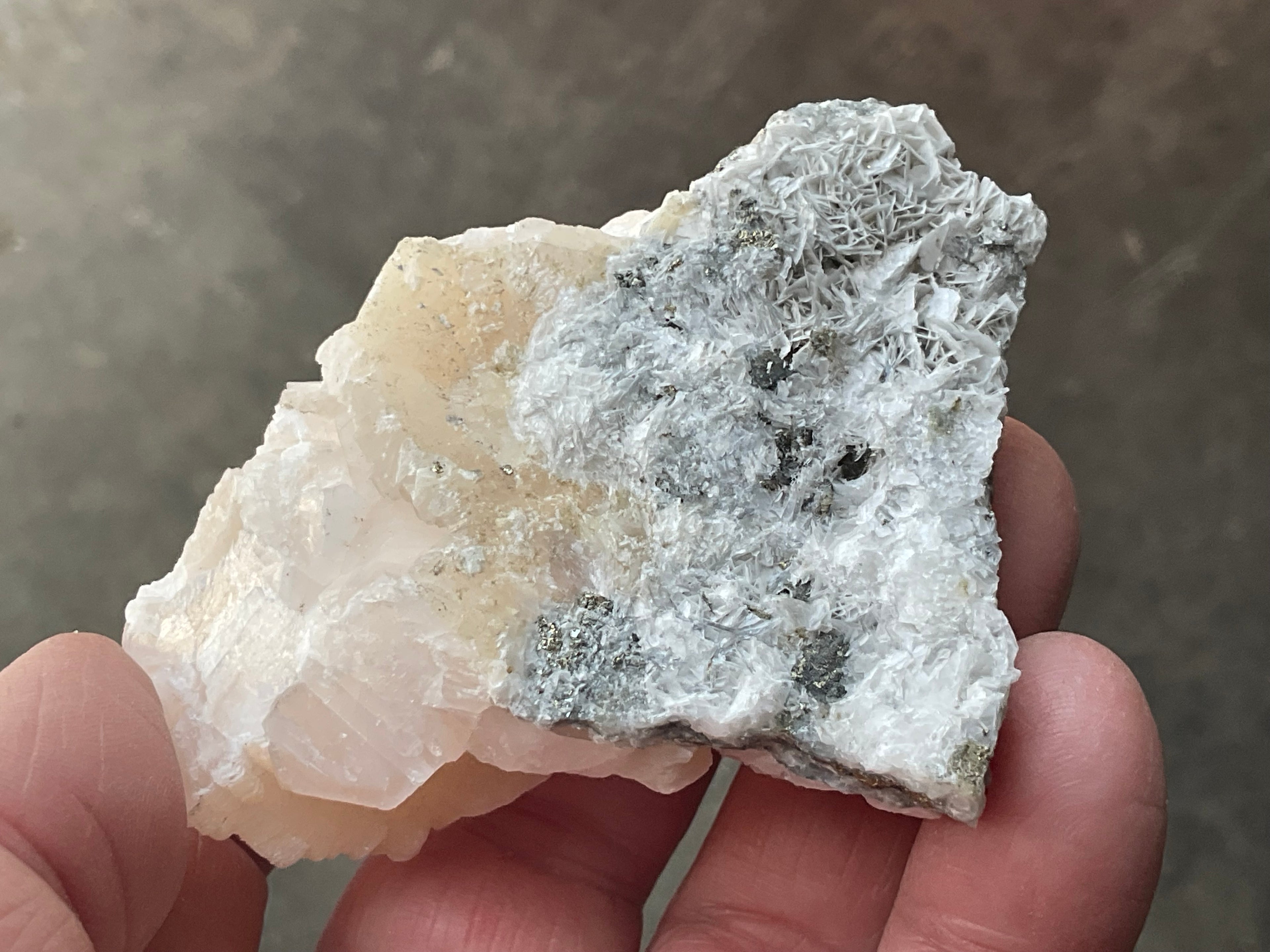 90g Hexagonal Calcite with Chalcopyrite Specimen 3B from Hunan, China