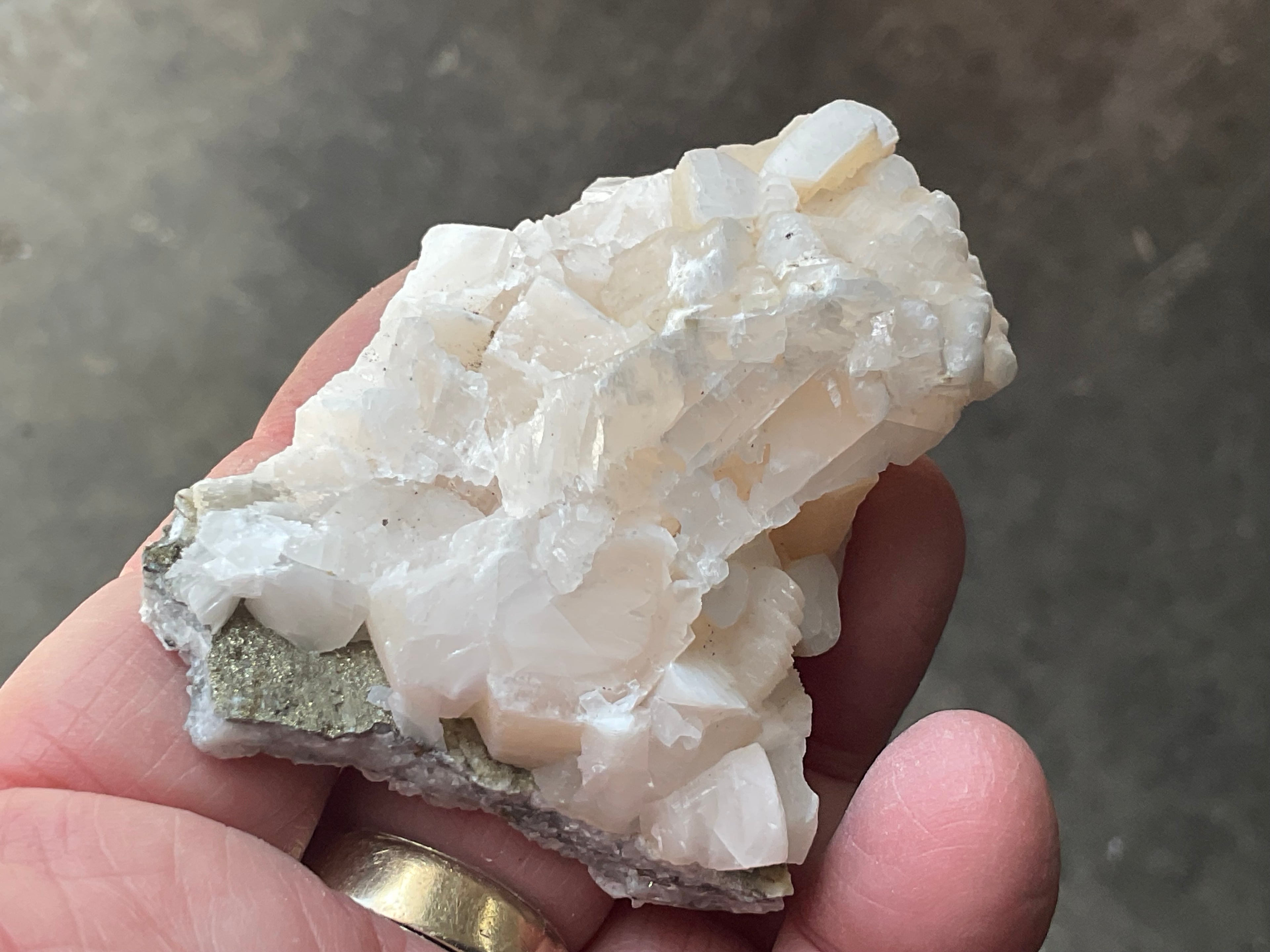 90g Hexagonal Calcite with Chalcopyrite Specimen 3B from Hunan, China