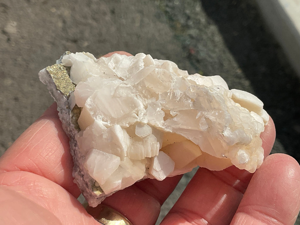 90g Hexagonal Calcite with Chalcopyrite Specimen 3B from Hunan, China