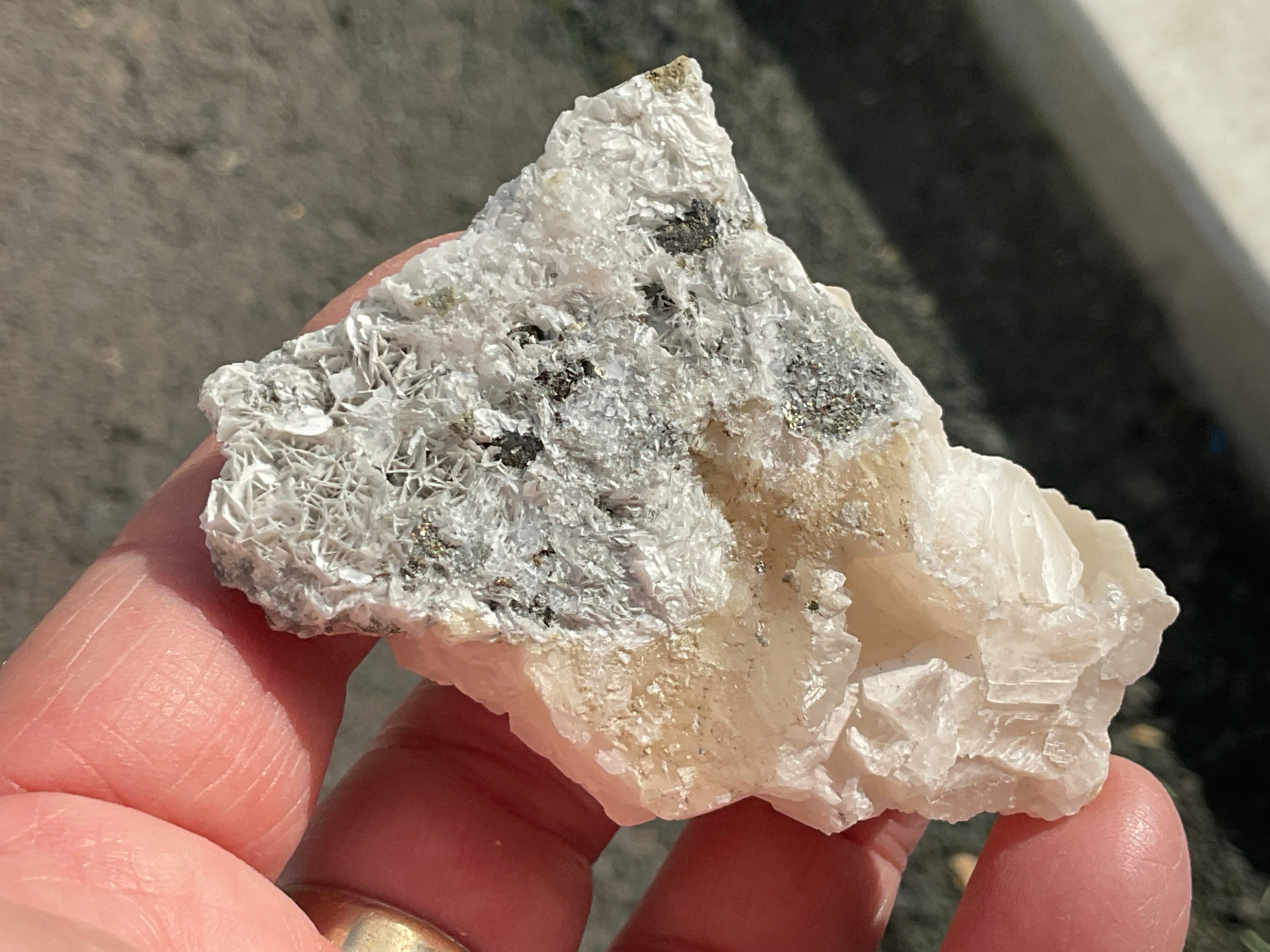 90g Hexagonal Calcite with Chalcopyrite Specimen 3B from Hunan, China