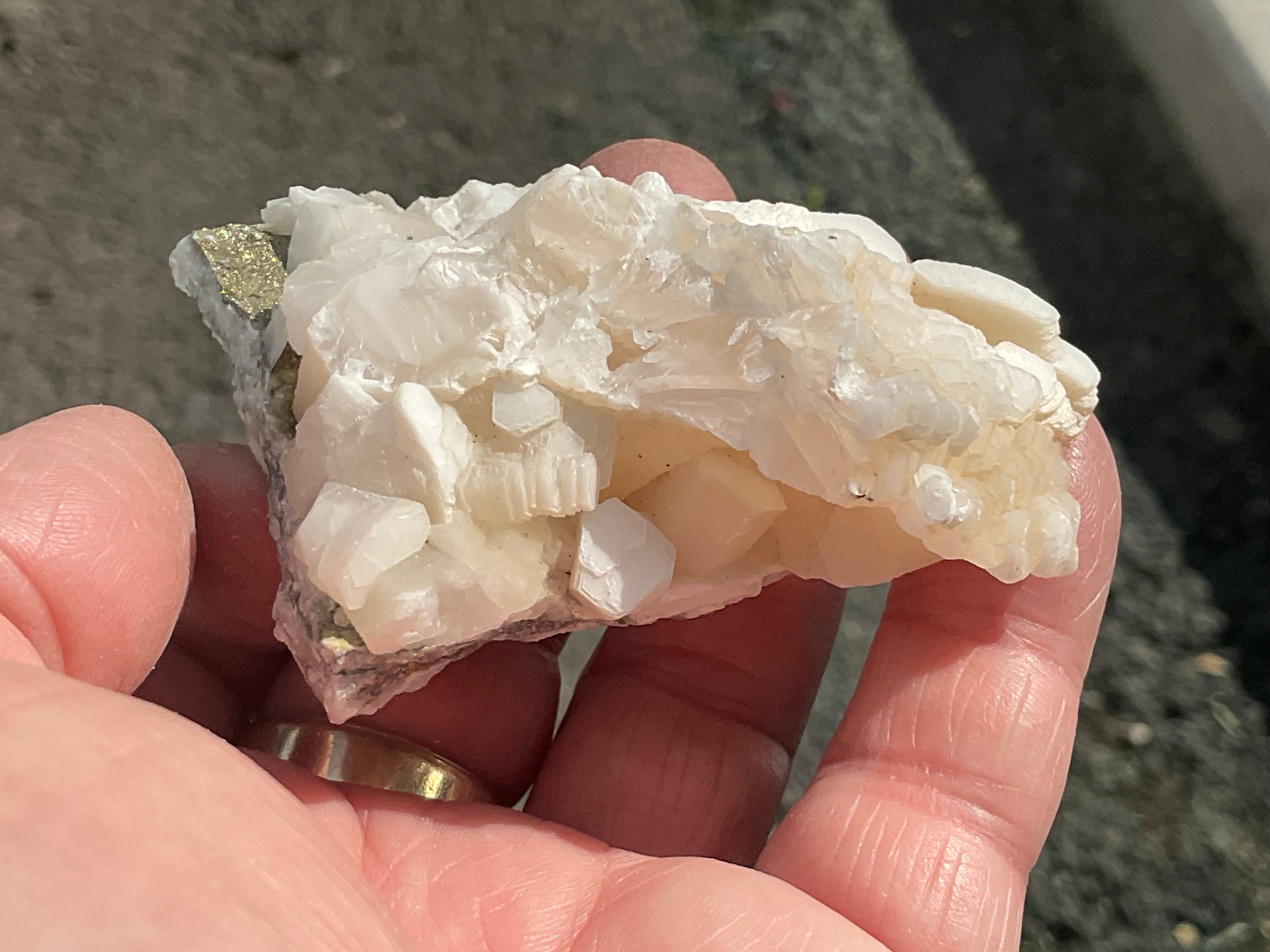90g Hexagonal Calcite with Chalcopyrite Specimen 3B from Hunan, China