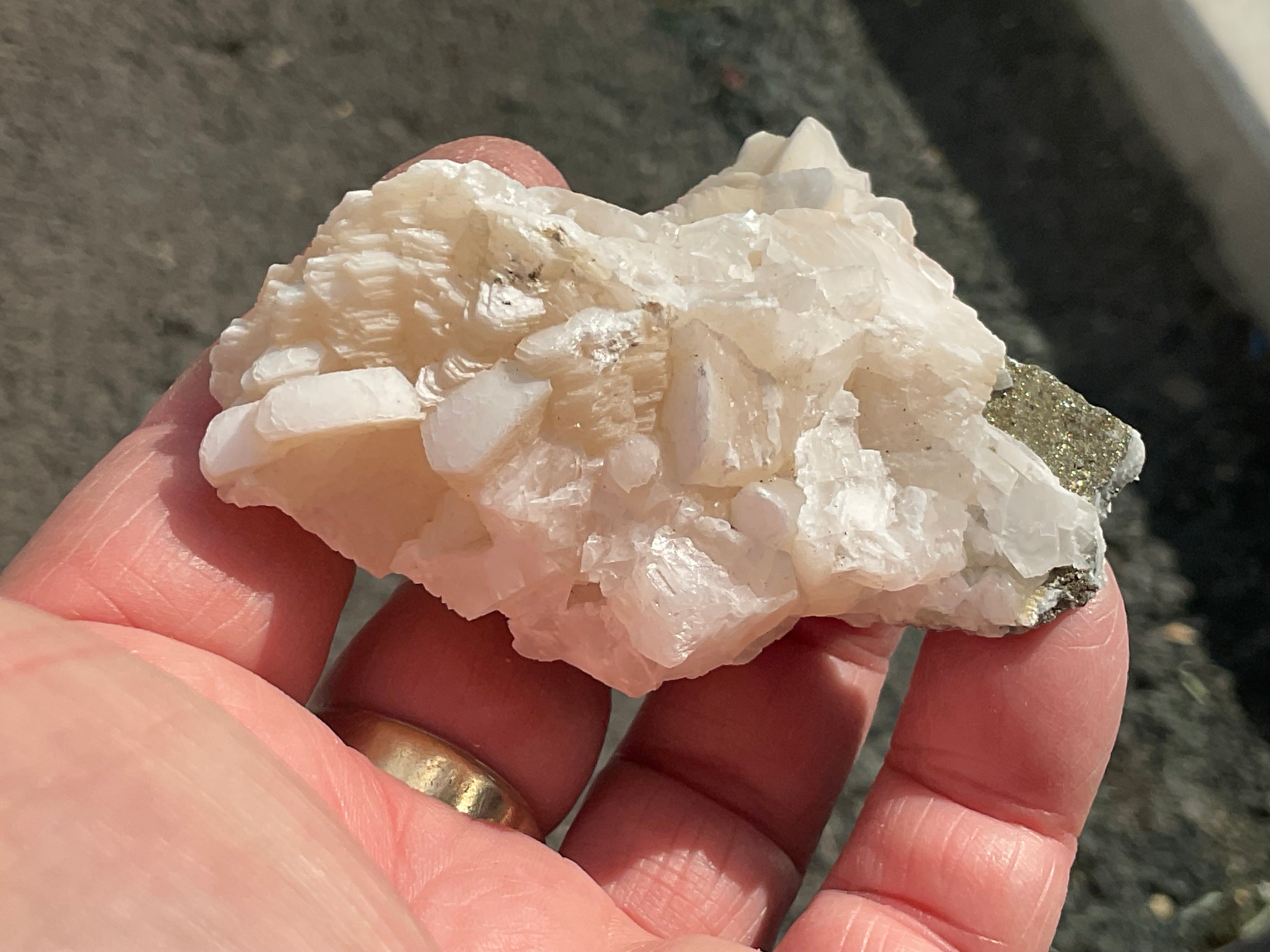 90g Hexagonal Calcite with Chalcopyrite Specimen 3B from Hunan, China
