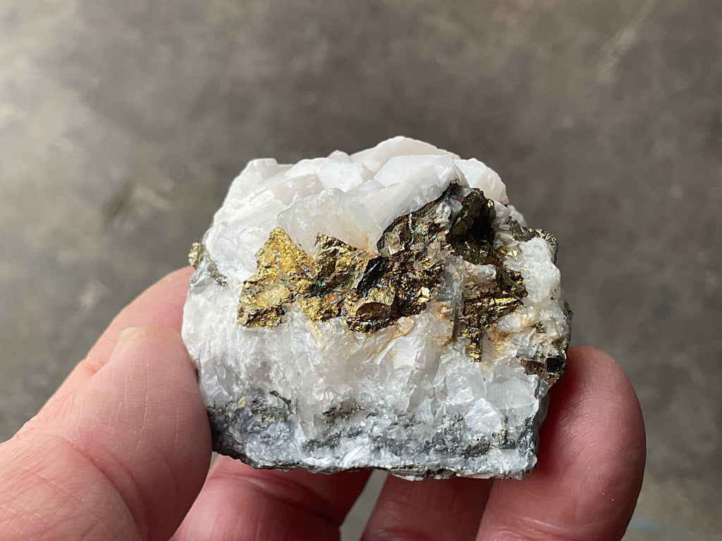 136g Hexagonal Calcite with Chalcopyrite Specimen 4A from Hunan, China