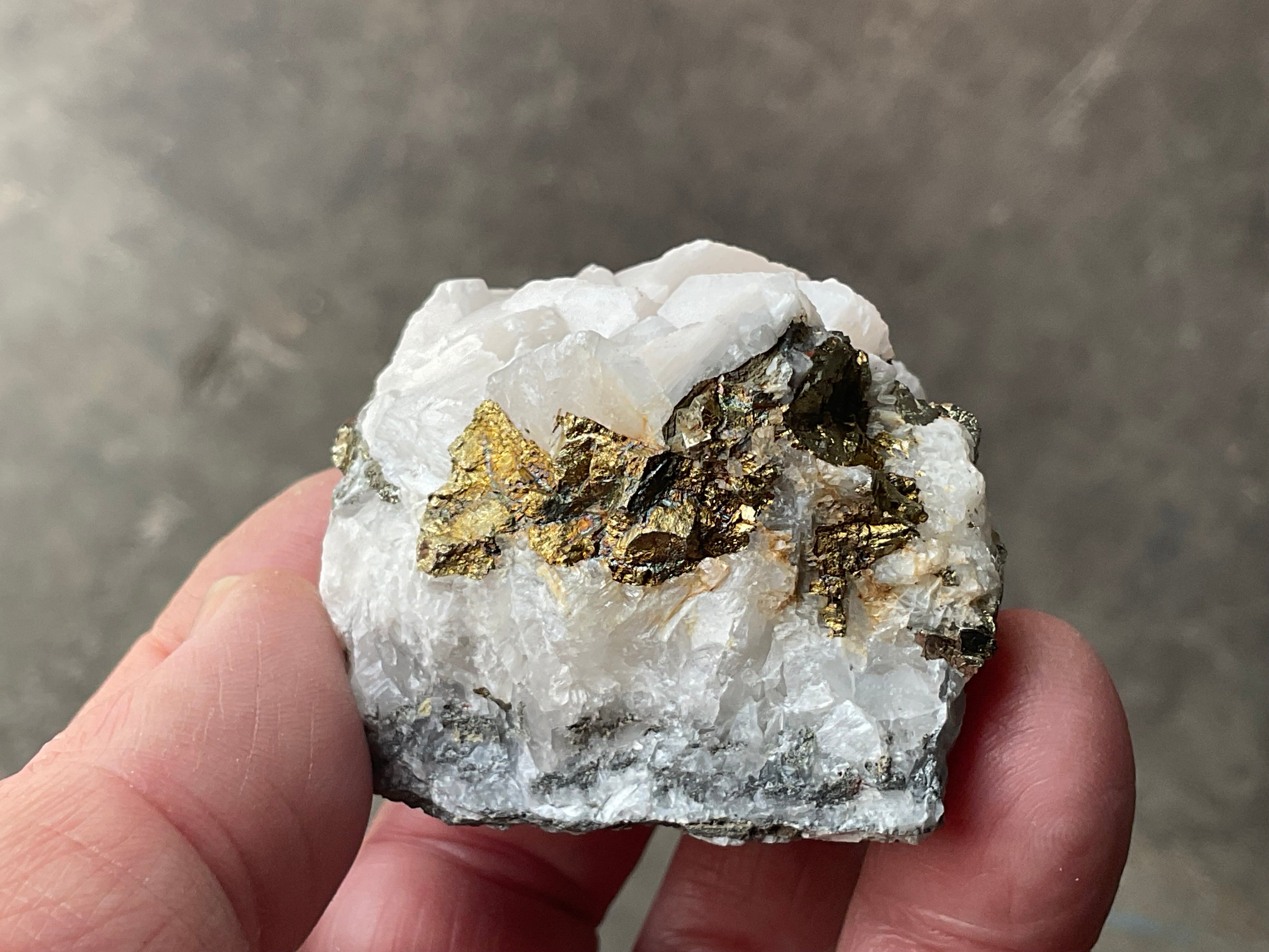 136g Hexagonal Calcite with Chalcopyrite Specimen 4A from Hunan, China