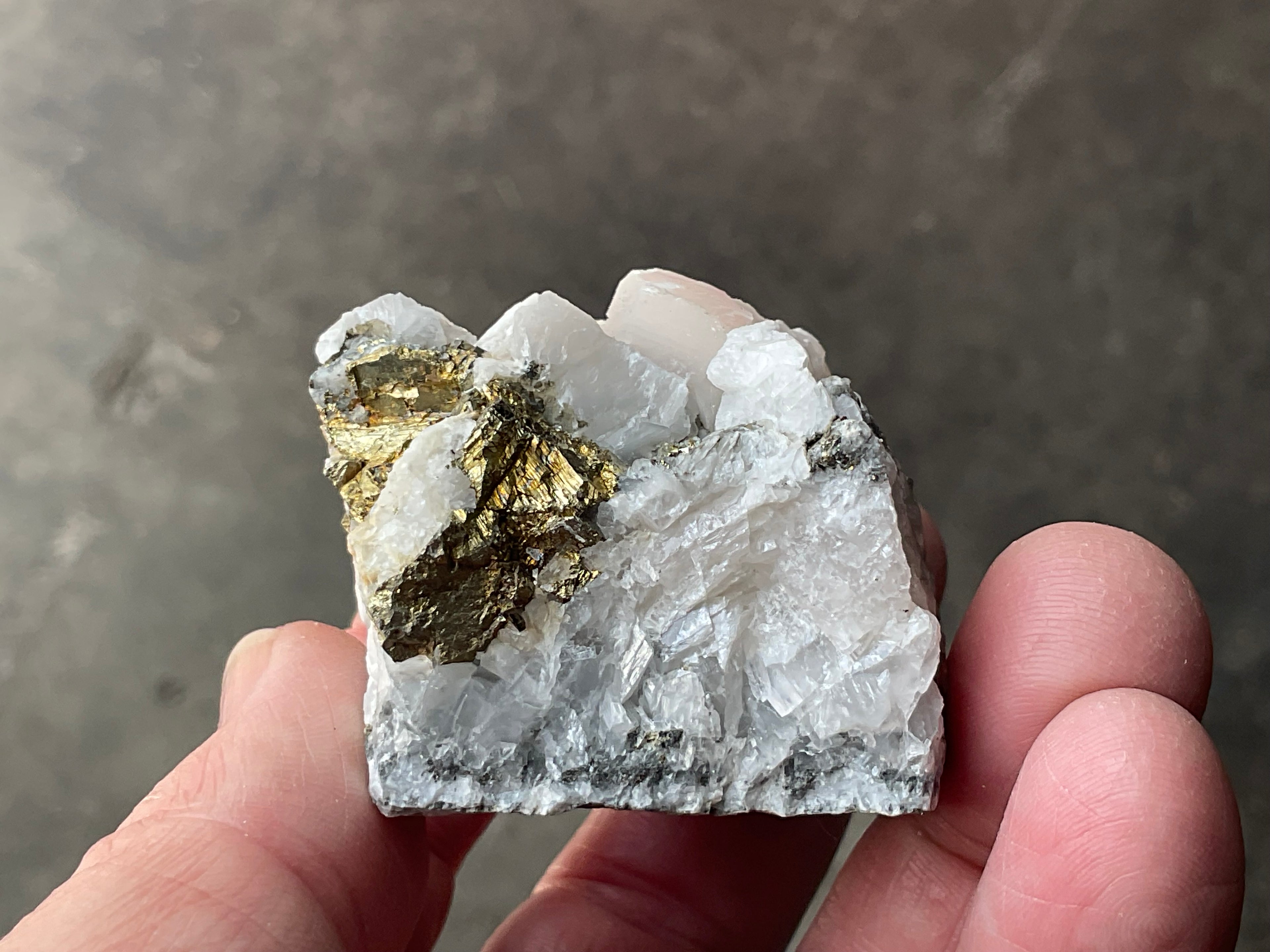 136g Hexagonal Calcite with Chalcopyrite Specimen 4A from Hunan, China