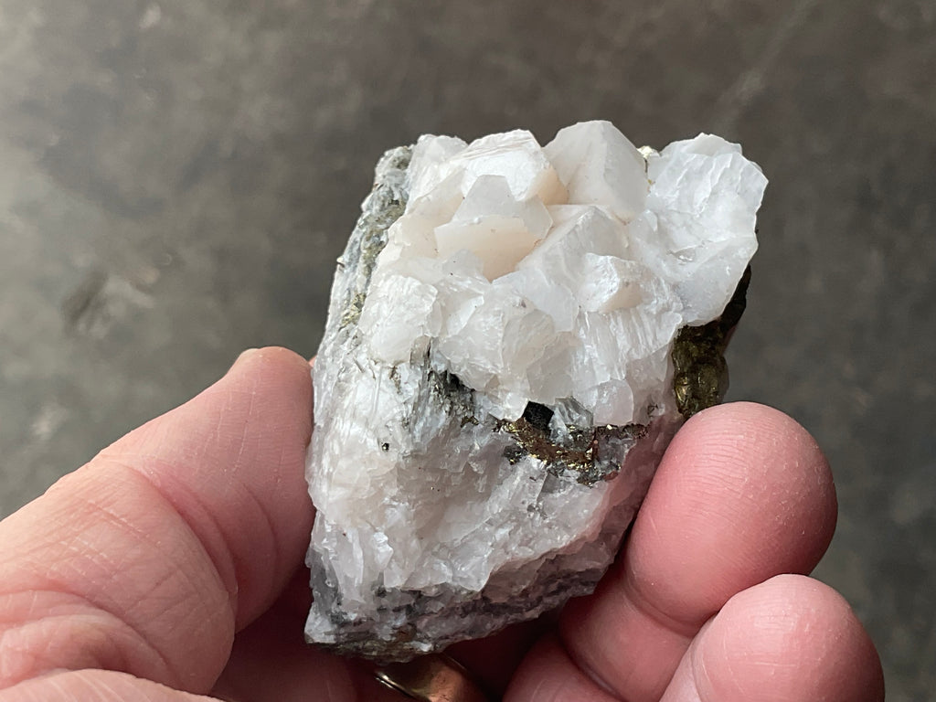 136g Hexagonal Calcite with Chalcopyrite Specimen 4A from Hunan, China