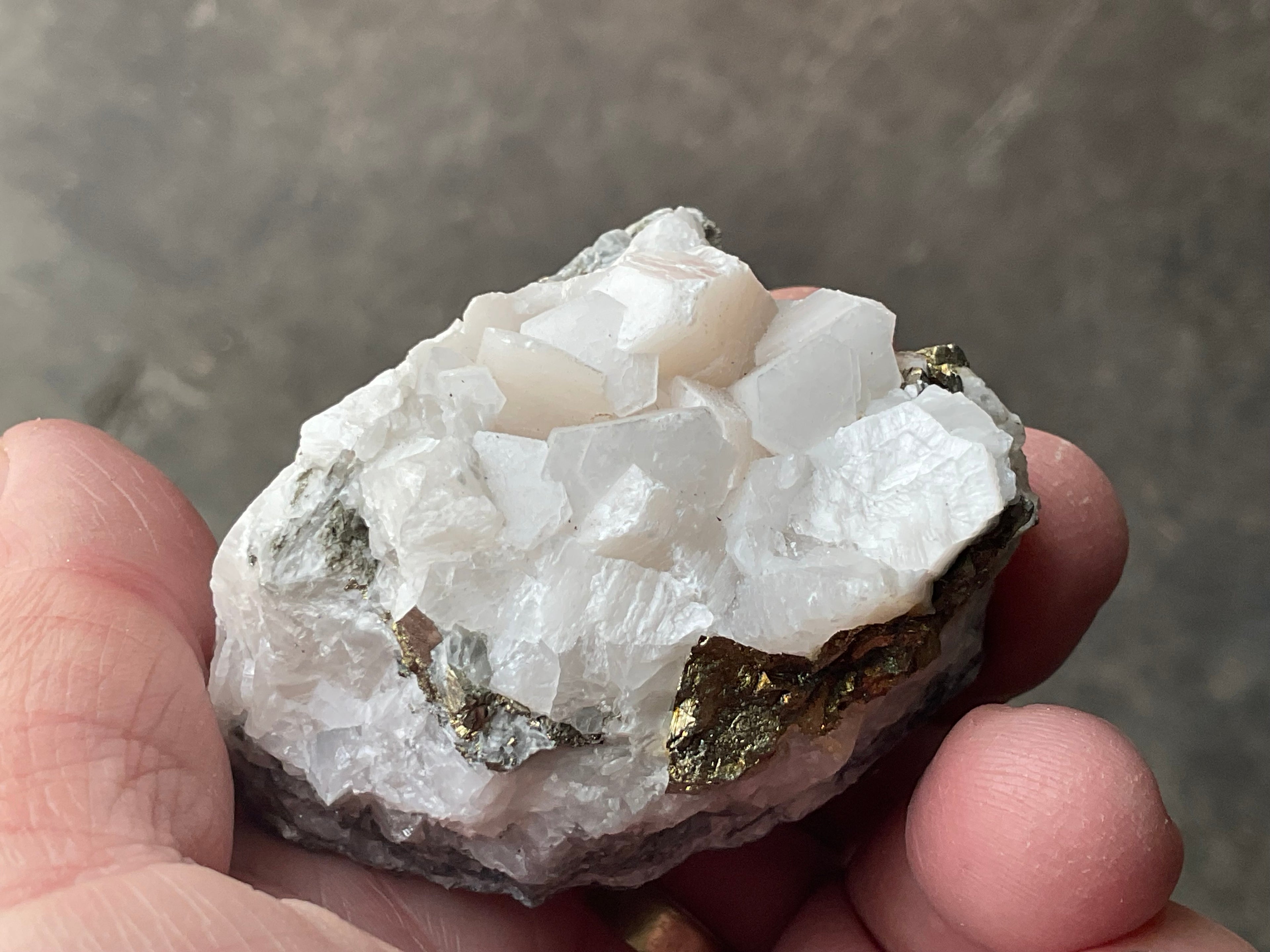 136g Hexagonal Calcite with Chalcopyrite Specimen 4A from Hunan, China