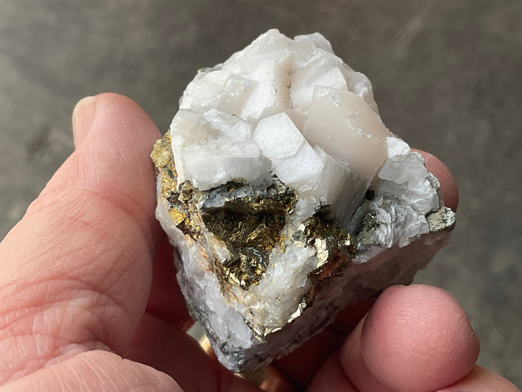 136g Hexagonal Calcite with Chalcopyrite Specimen 4A from Hunan, China