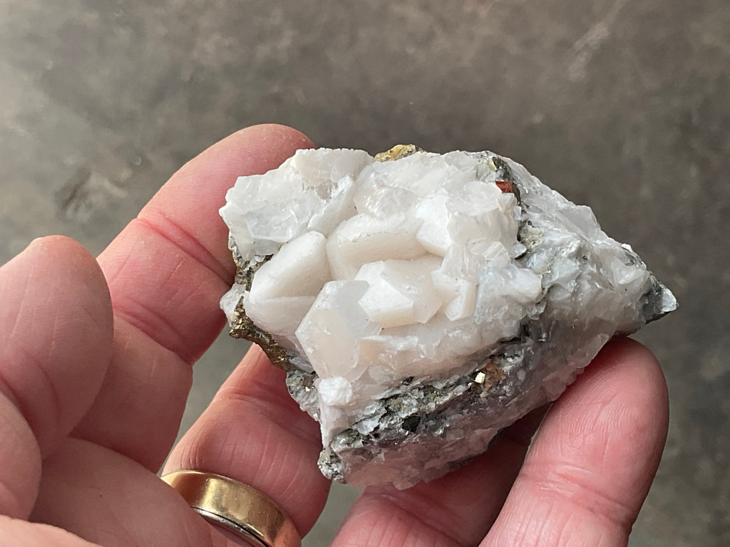 136g Hexagonal Calcite with Chalcopyrite Specimen 4A from Hunan, China