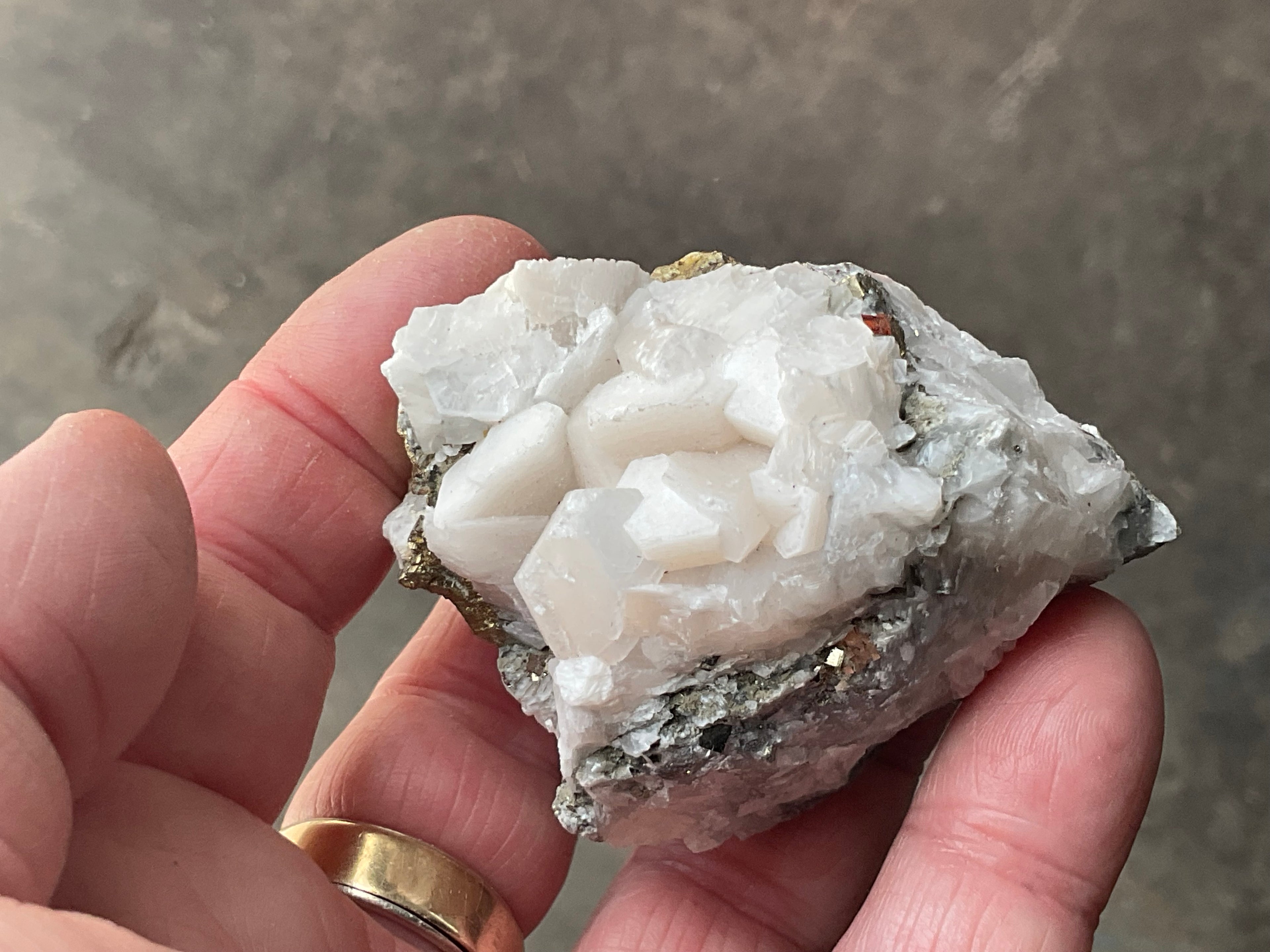 136g Hexagonal Calcite with Chalcopyrite Specimen 4A from Hunan, China