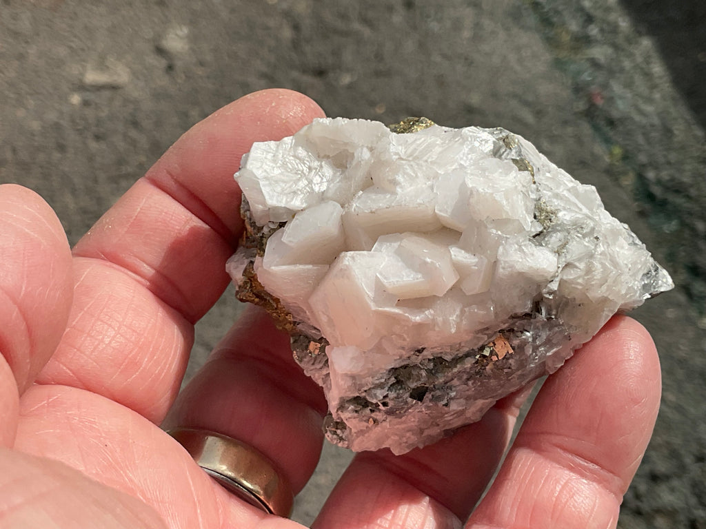 136g Hexagonal Calcite with Chalcopyrite Specimen 4A from Hunan, China