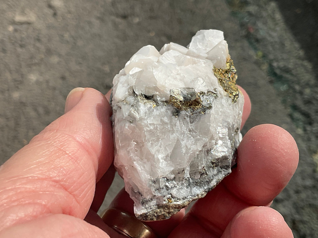 136g Hexagonal Calcite with Chalcopyrite Specimen 4A from Hunan, China