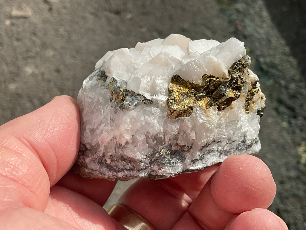 136g Hexagonal Calcite with Chalcopyrite Specimen 4A from Hunan, China