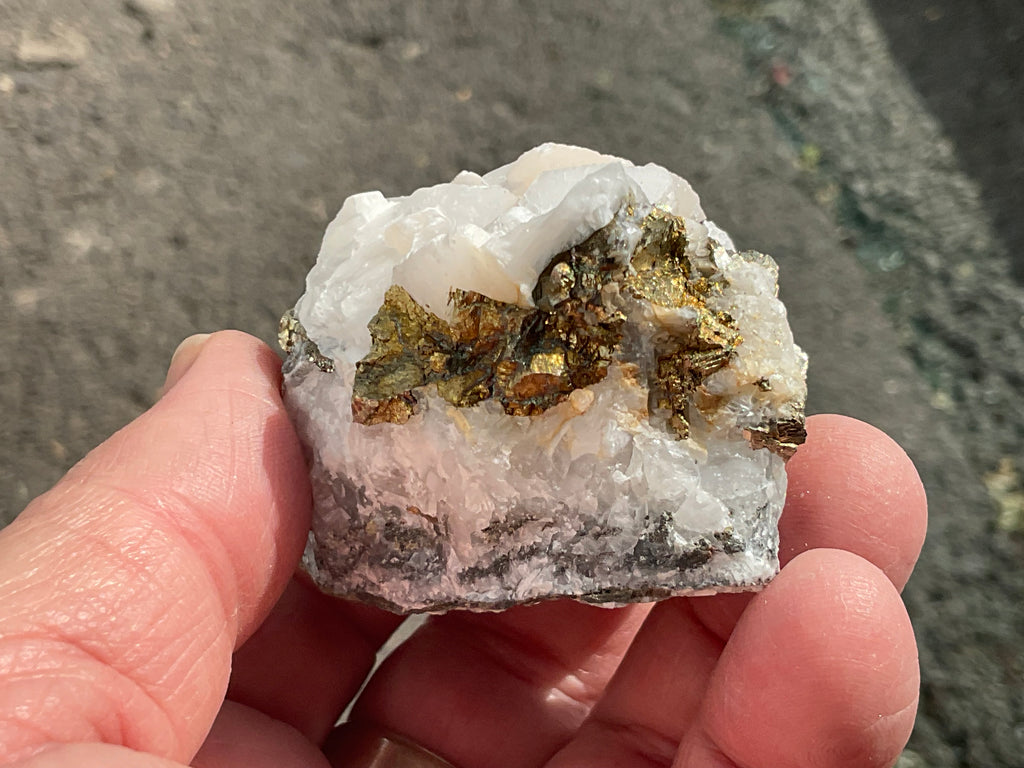 136g Hexagonal Calcite with Chalcopyrite Specimen 4A from Hunan, China