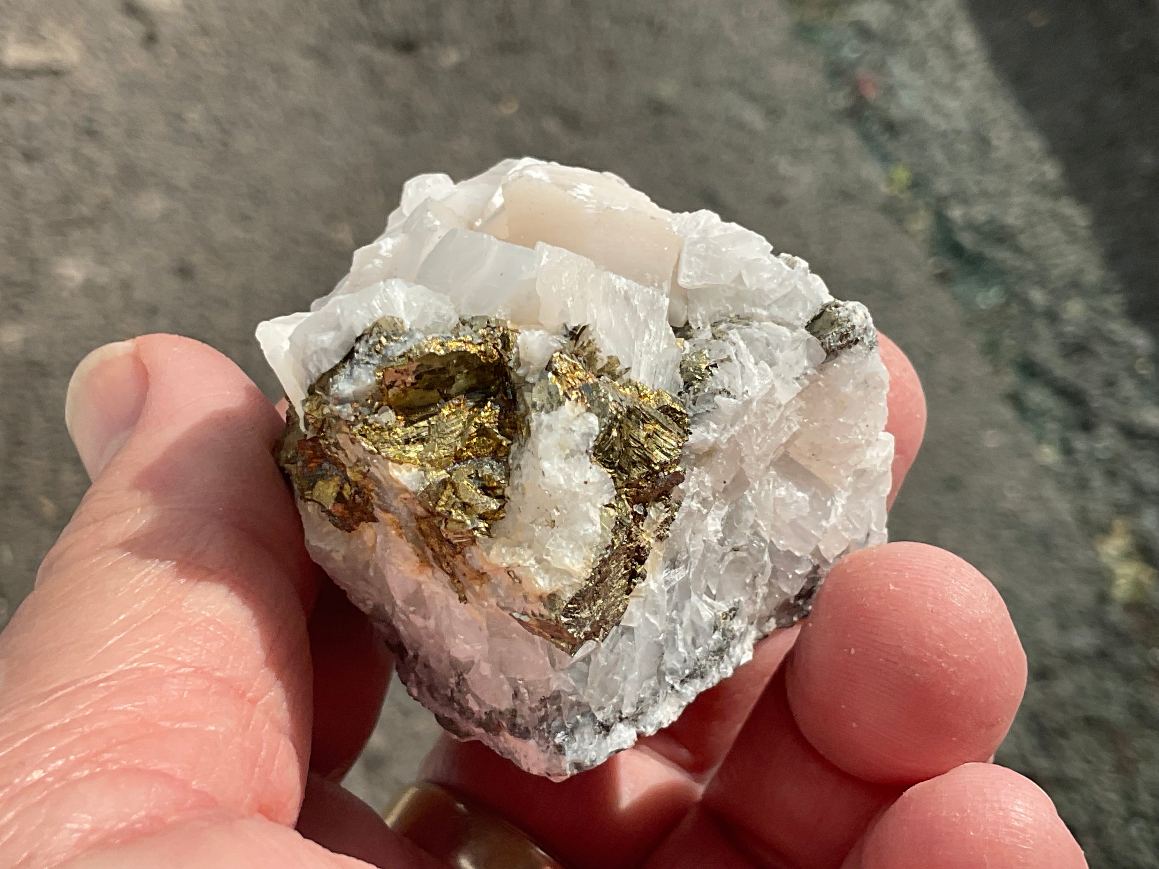 136g Hexagonal Calcite with Chalcopyrite Specimen 4A from Hunan, China