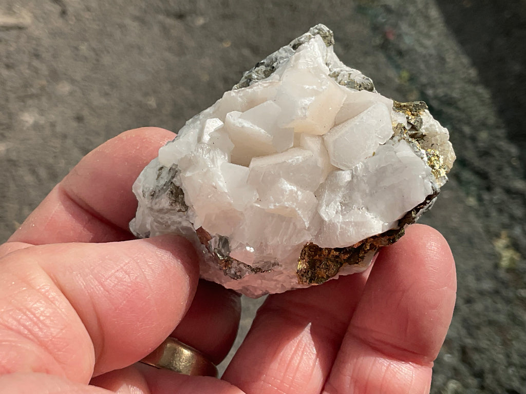 136g Hexagonal Calcite with Chalcopyrite Specimen 4A from Hunan, China