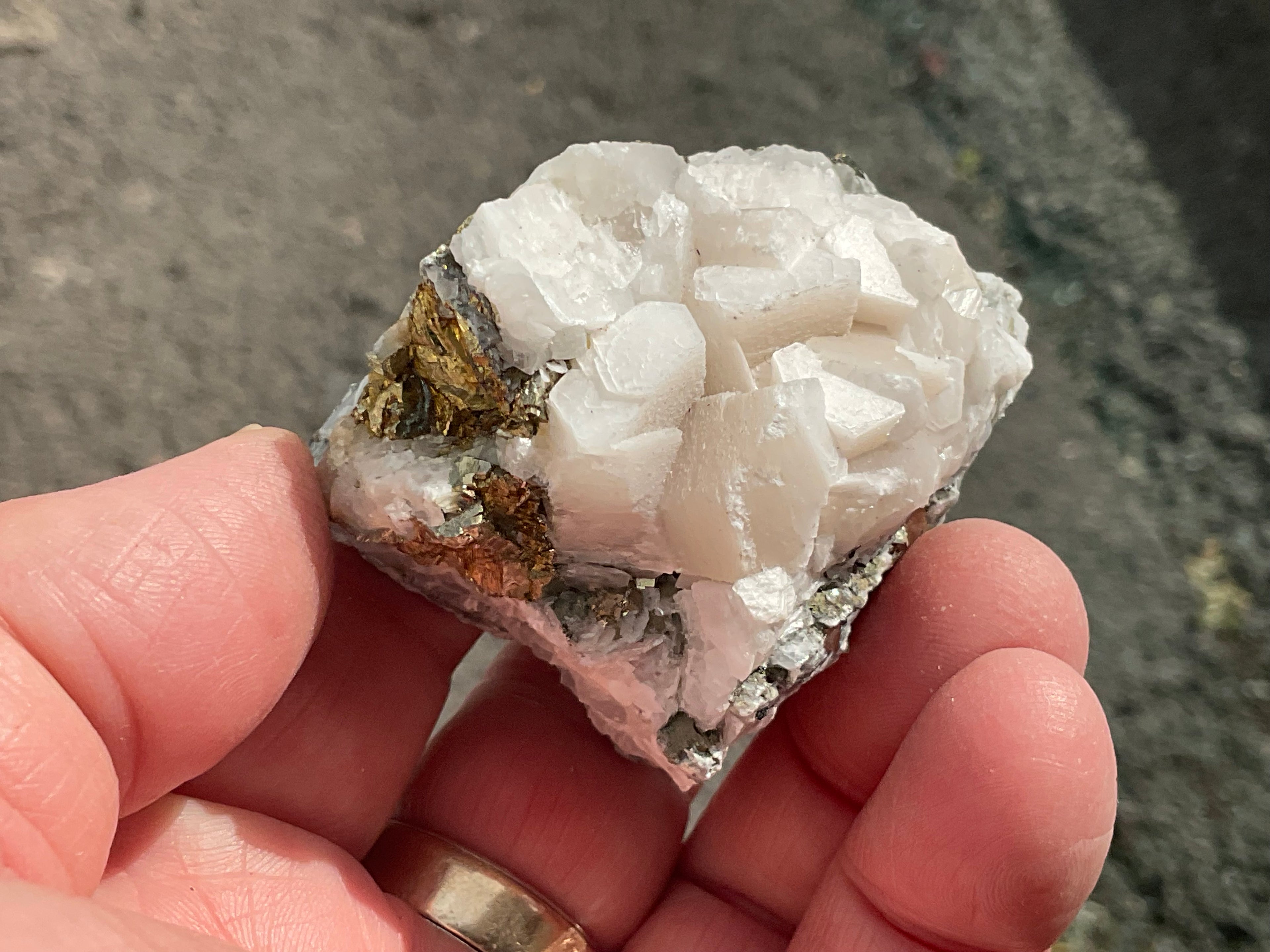 136g Hexagonal Calcite with Chalcopyrite Specimen 4A from Hunan, China