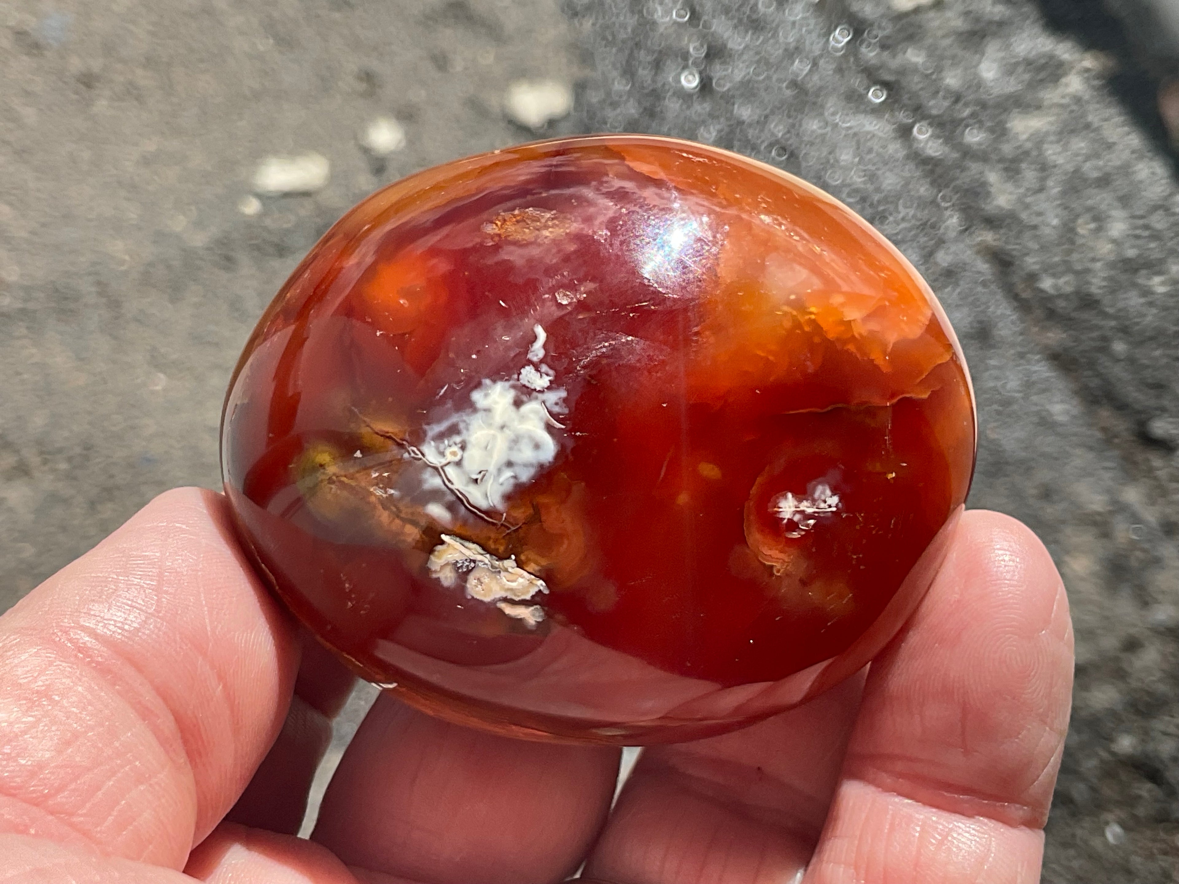 142g Carnelian Orca Agate Palmstone 5B