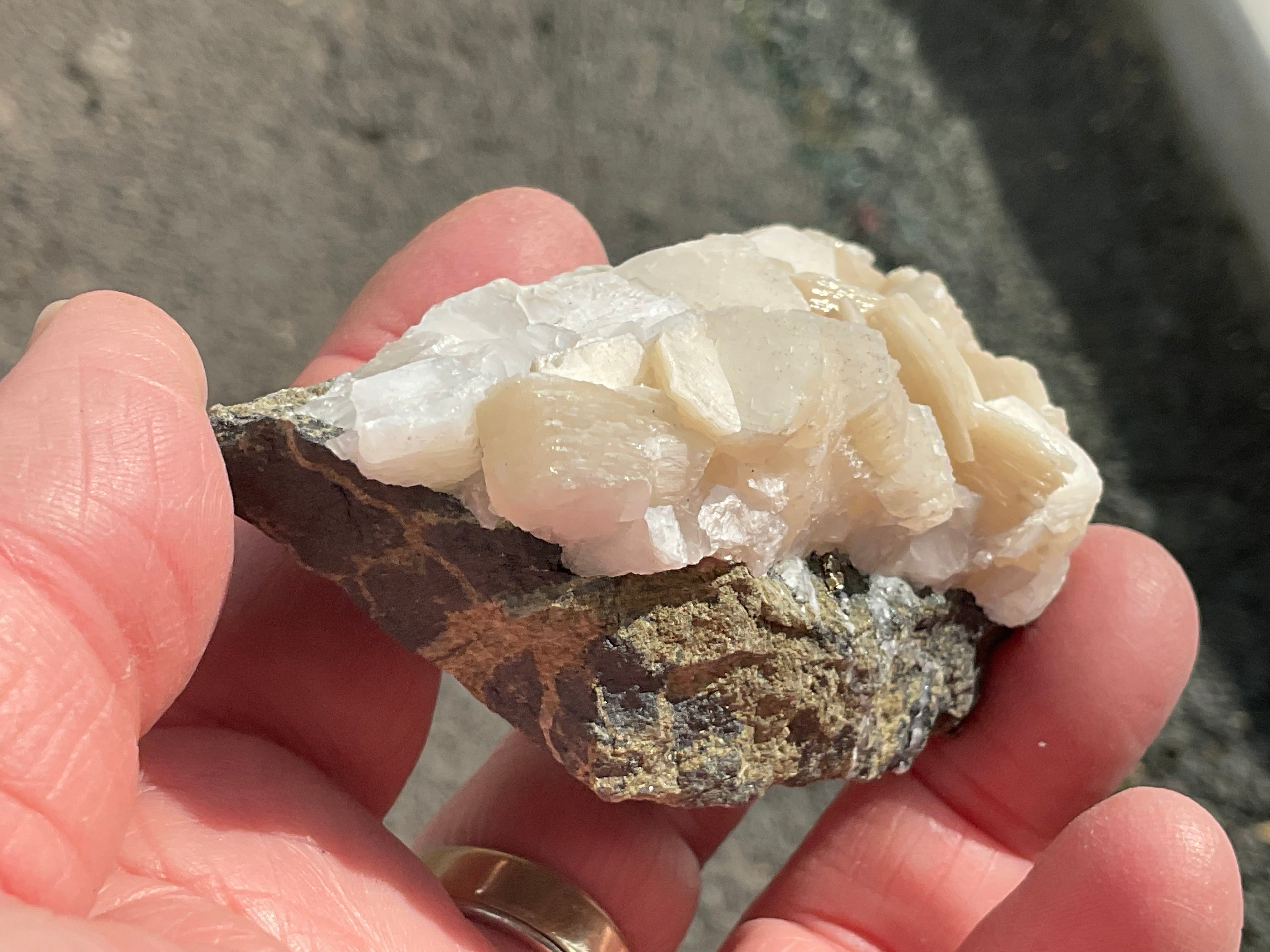 170g Hexagonal Calcite with Chalcopyrite Specimen 4B from Hunan, China