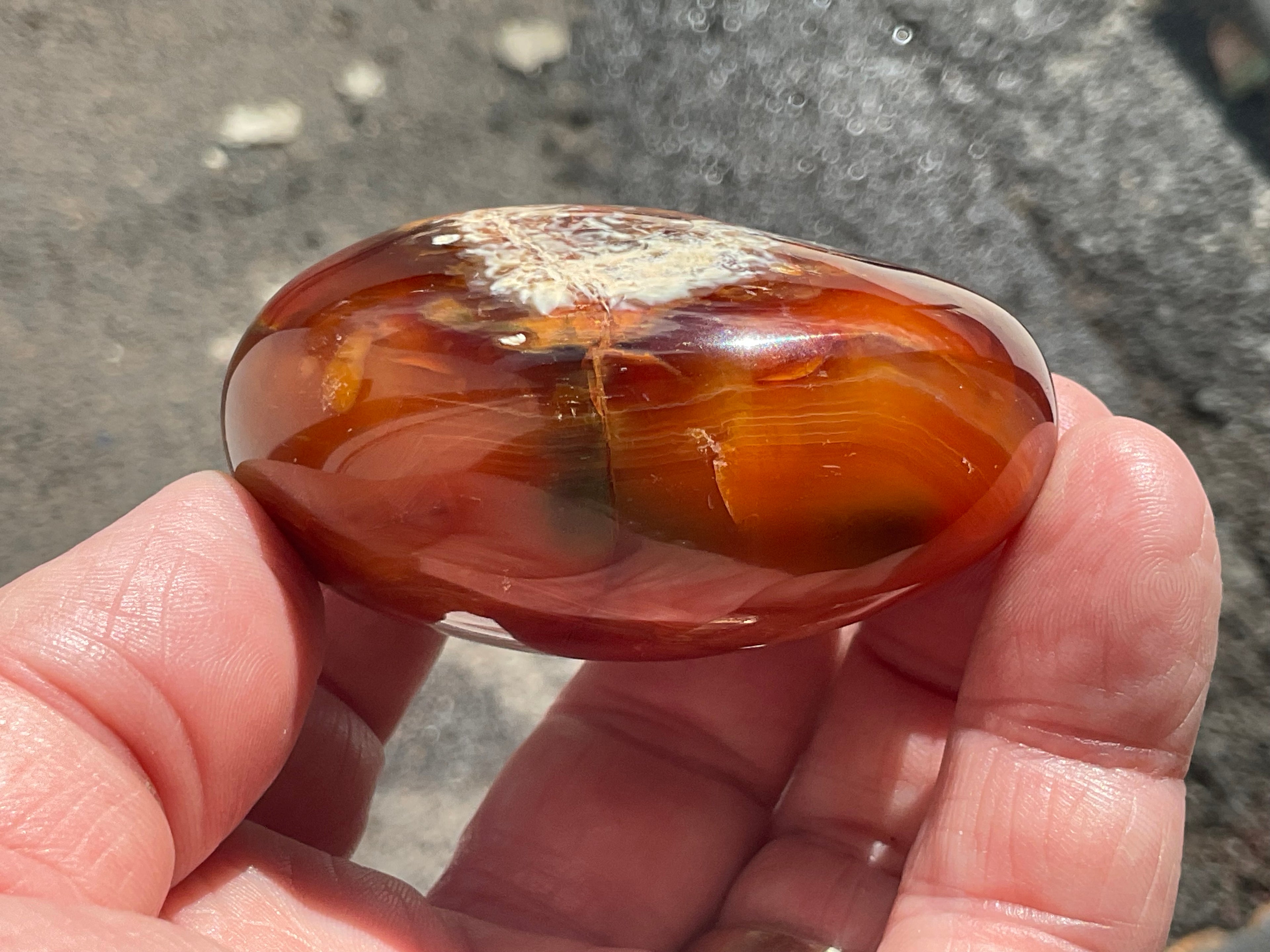 142g Carnelian Orca Agate Palmstone 5B