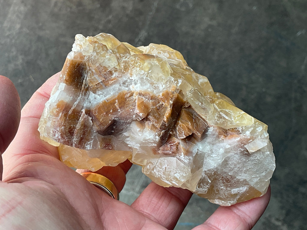 406g Blocky Yellow and Red/Brown Phantom Calcite Specimen 2B from Yunnan, China