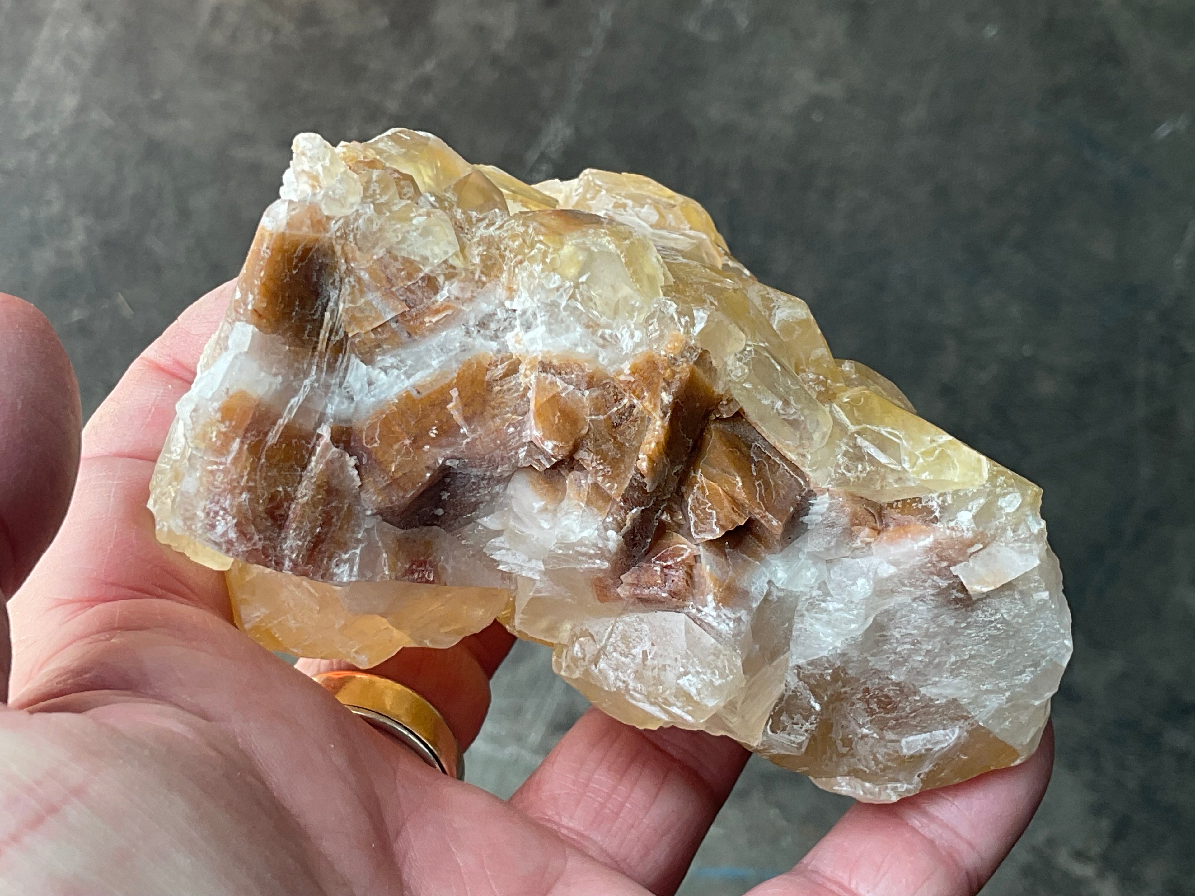 406g Blocky Yellow and Red/Brown Phantom Calcite Specimen 2B from Yunnan, China