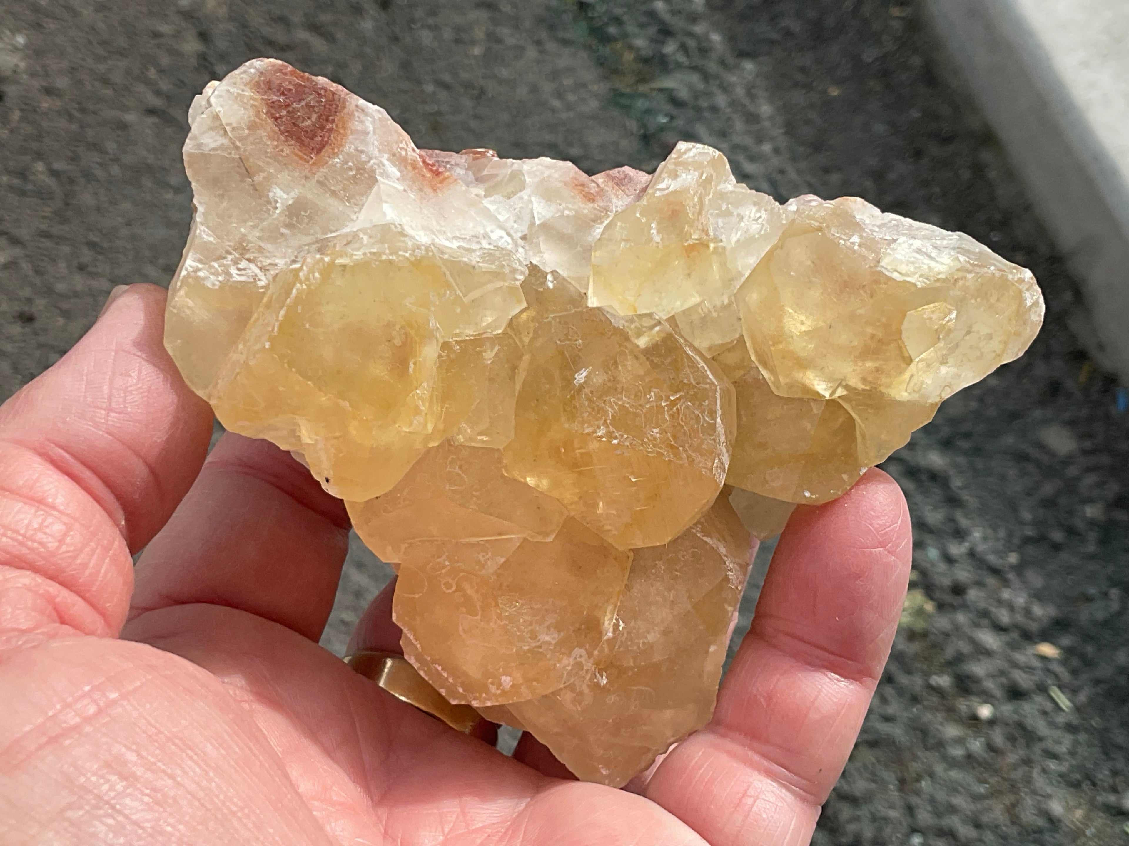 406g Blocky Yellow and Red/Brown Phantom Calcite Specimen 2B from Yunnan, China