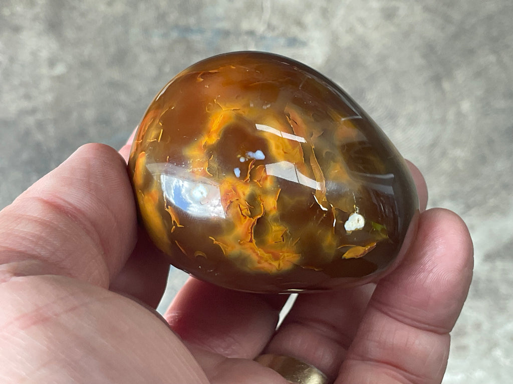 170g Carnelian Orca Agate Palmstone 6C