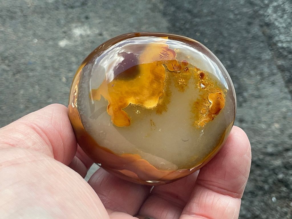 170g Carnelian Orca Agate Palmstone 6C