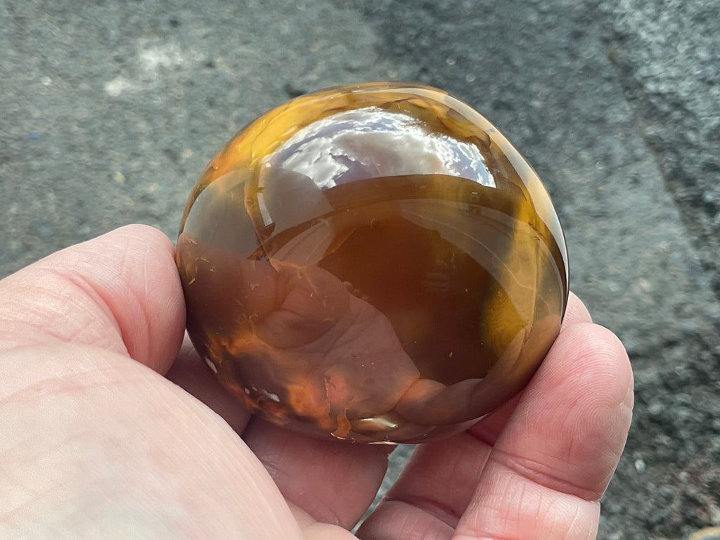 170g Carnelian Orca Agate Palmstone 6C