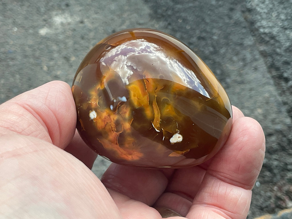 170g Carnelian Orca Agate Palmstone 6C
