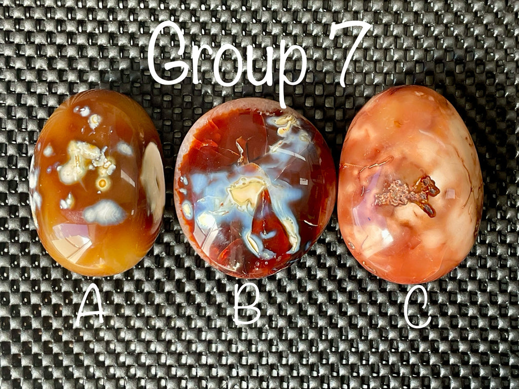 170g Carnelian Orca Agate Palmstone 7A