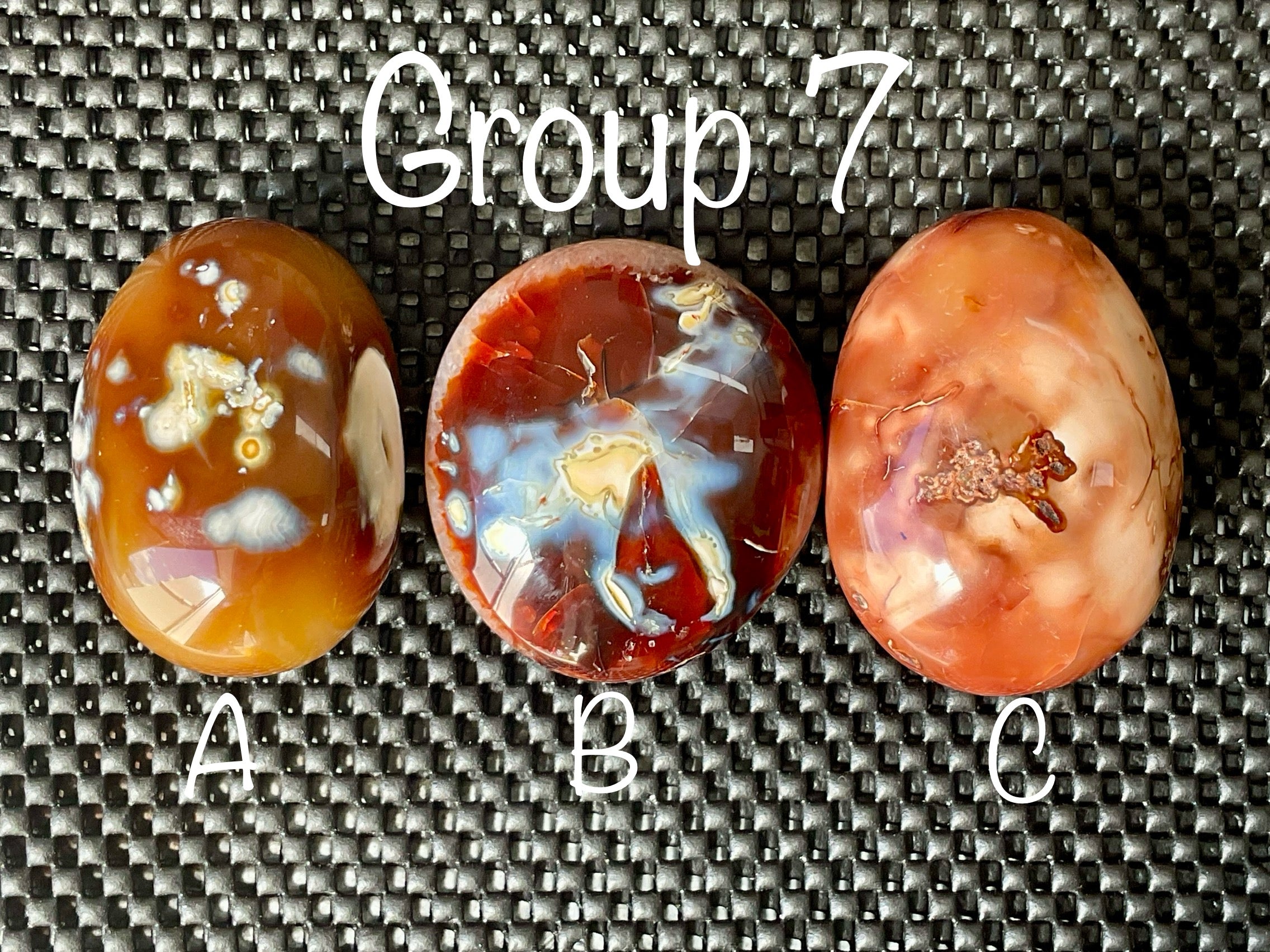 170g Carnelian Orca Agate Palmstone 7A